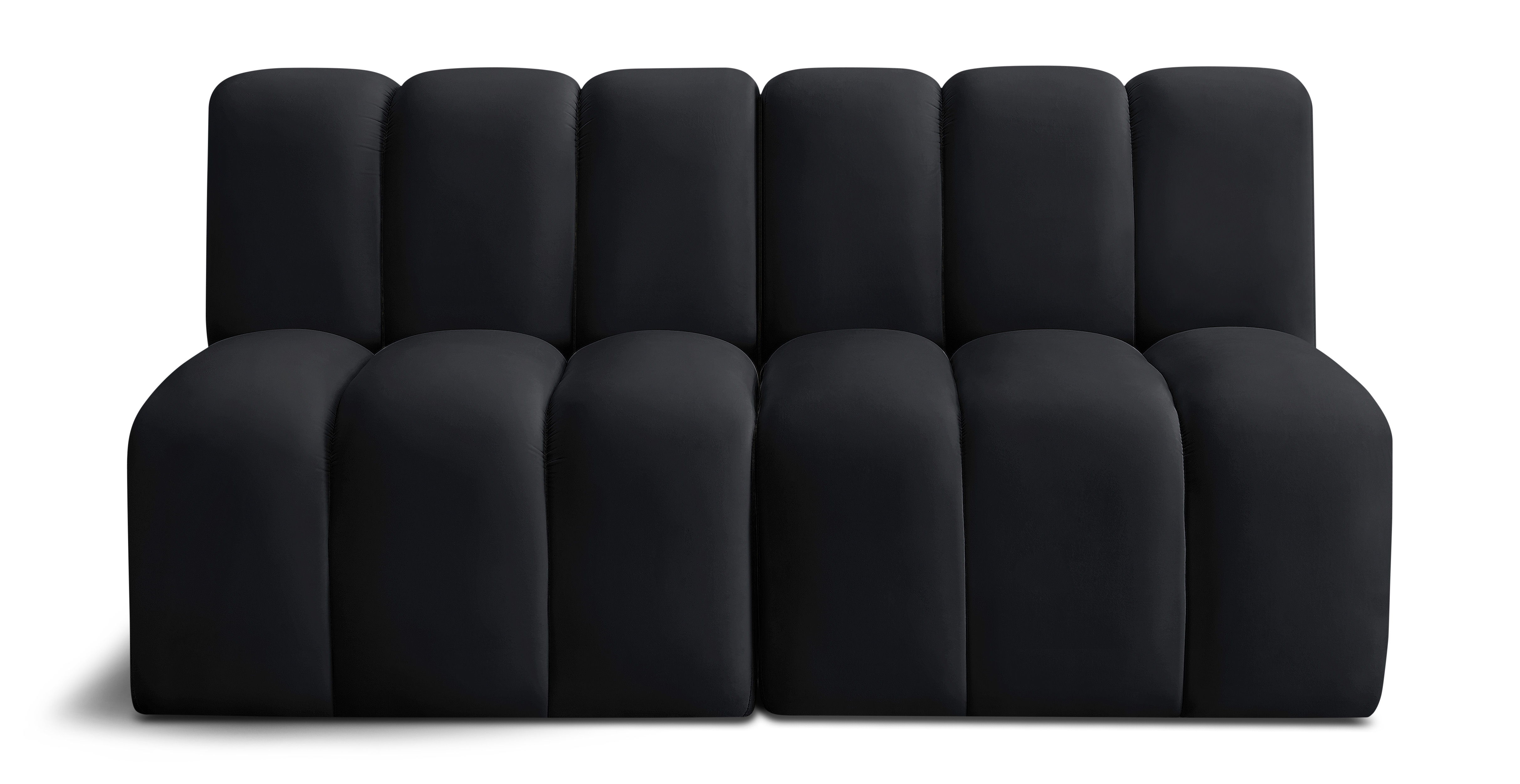 Arc - Velvet 2 Seats Modular Sofa - Black