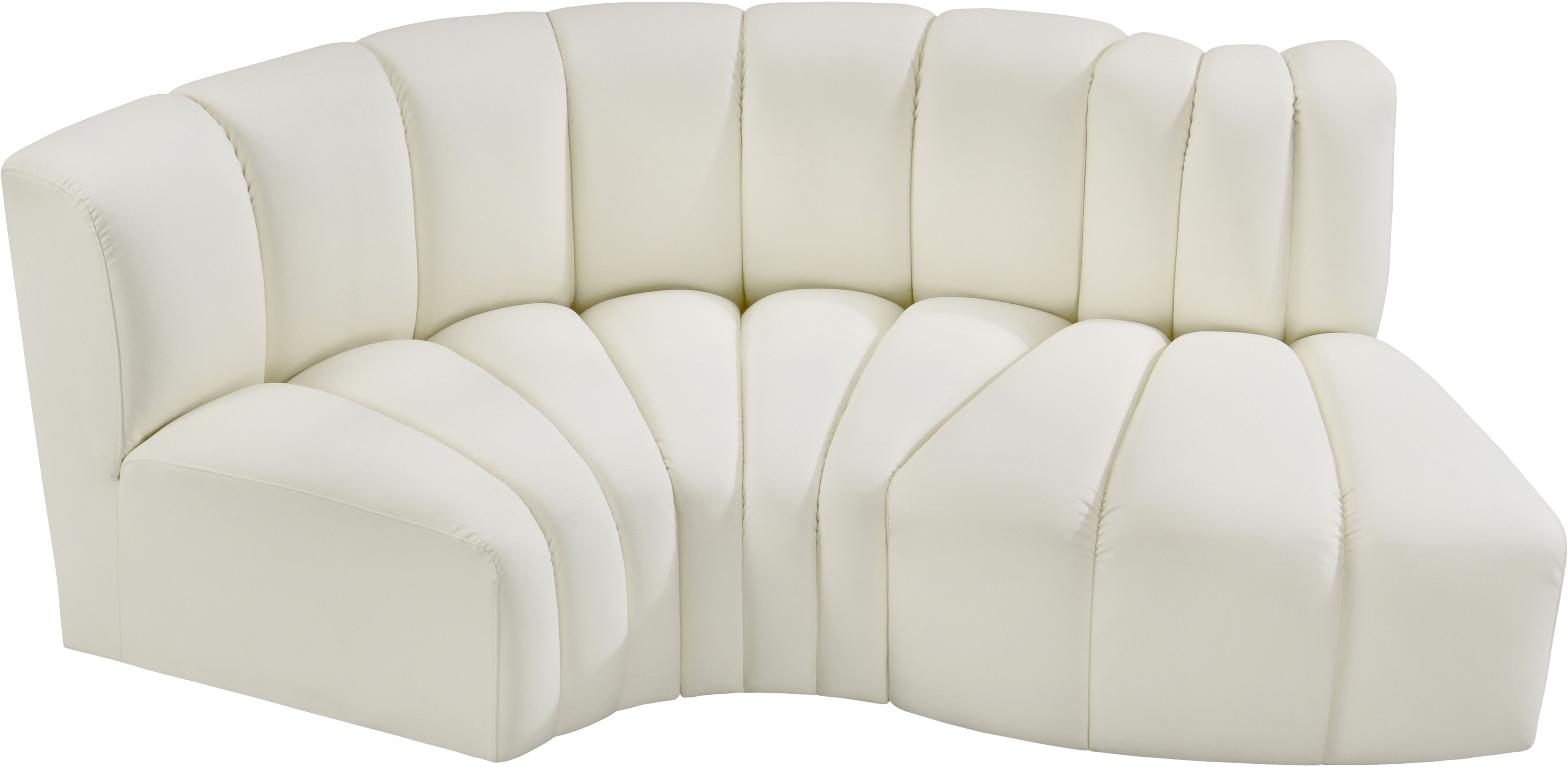 Arc - Faux Leather 3 Piece Modular L-Shaped Sofa - Cream