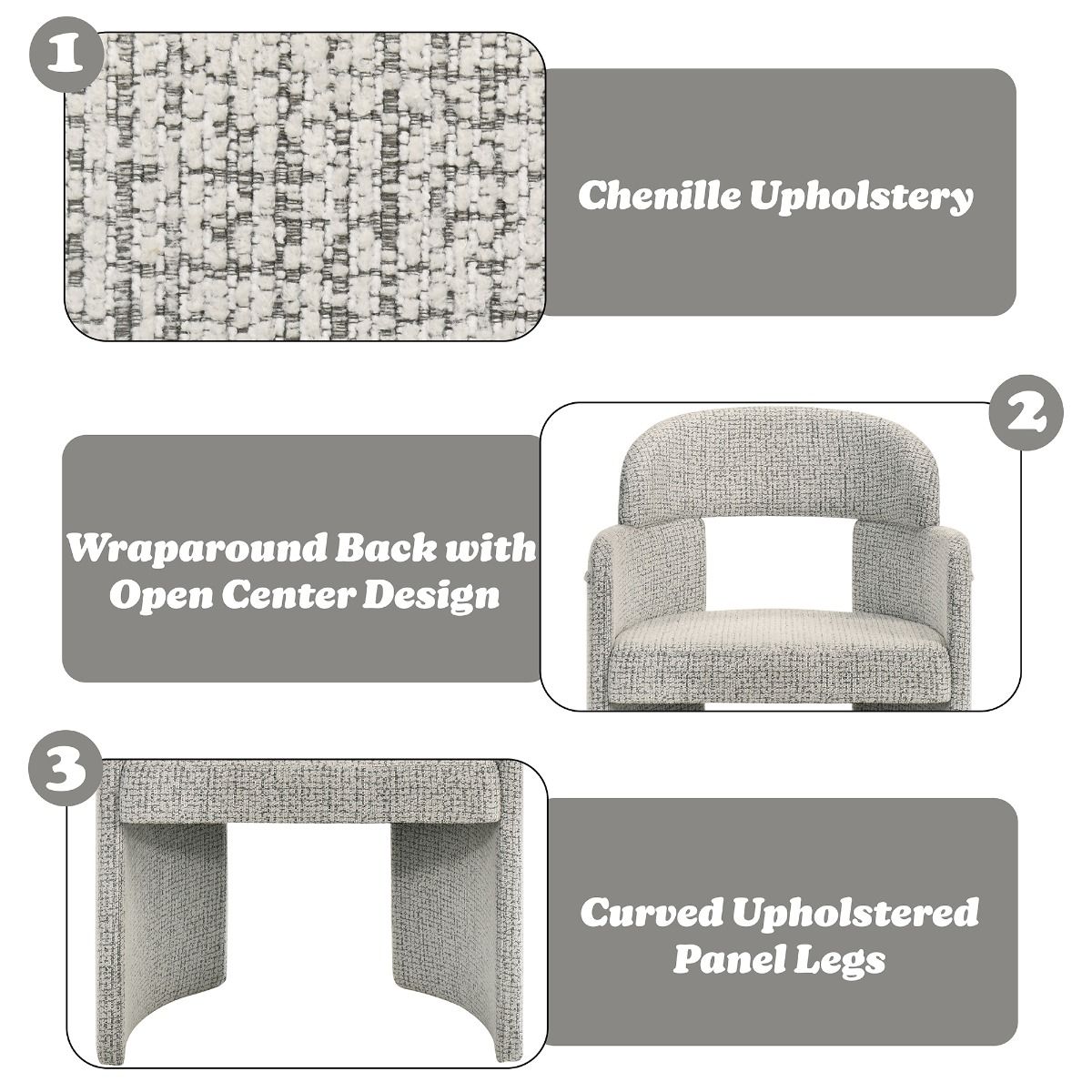 Kyree - Arm Chair (Set of 2) - Chenille & Walnut, gray, view 8