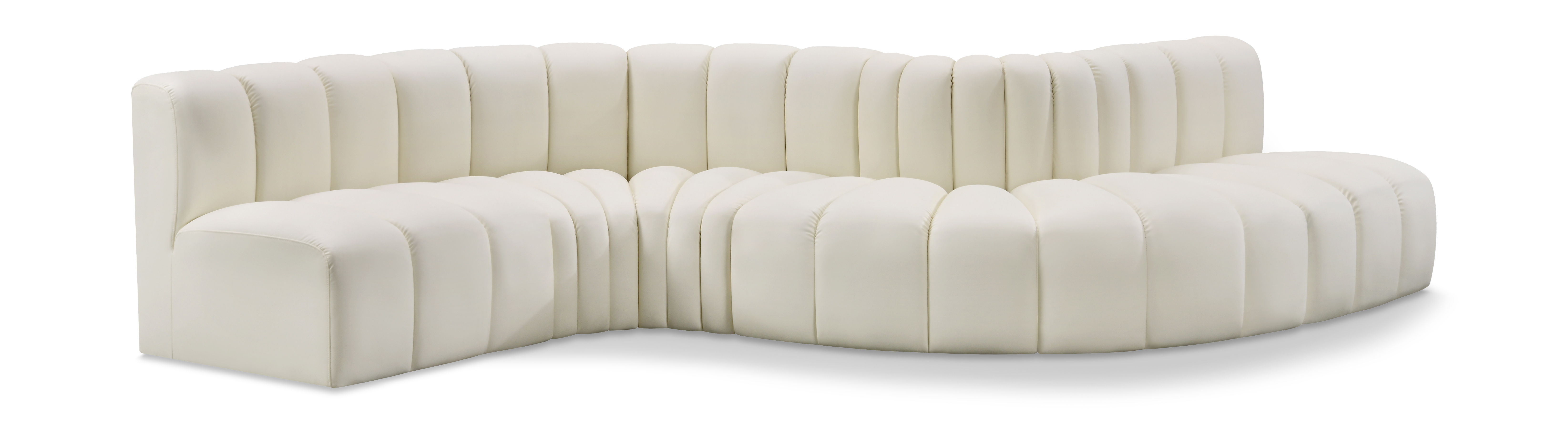 Arc - Faux Leather 6 Piece Curved Modular Sofa - Cream