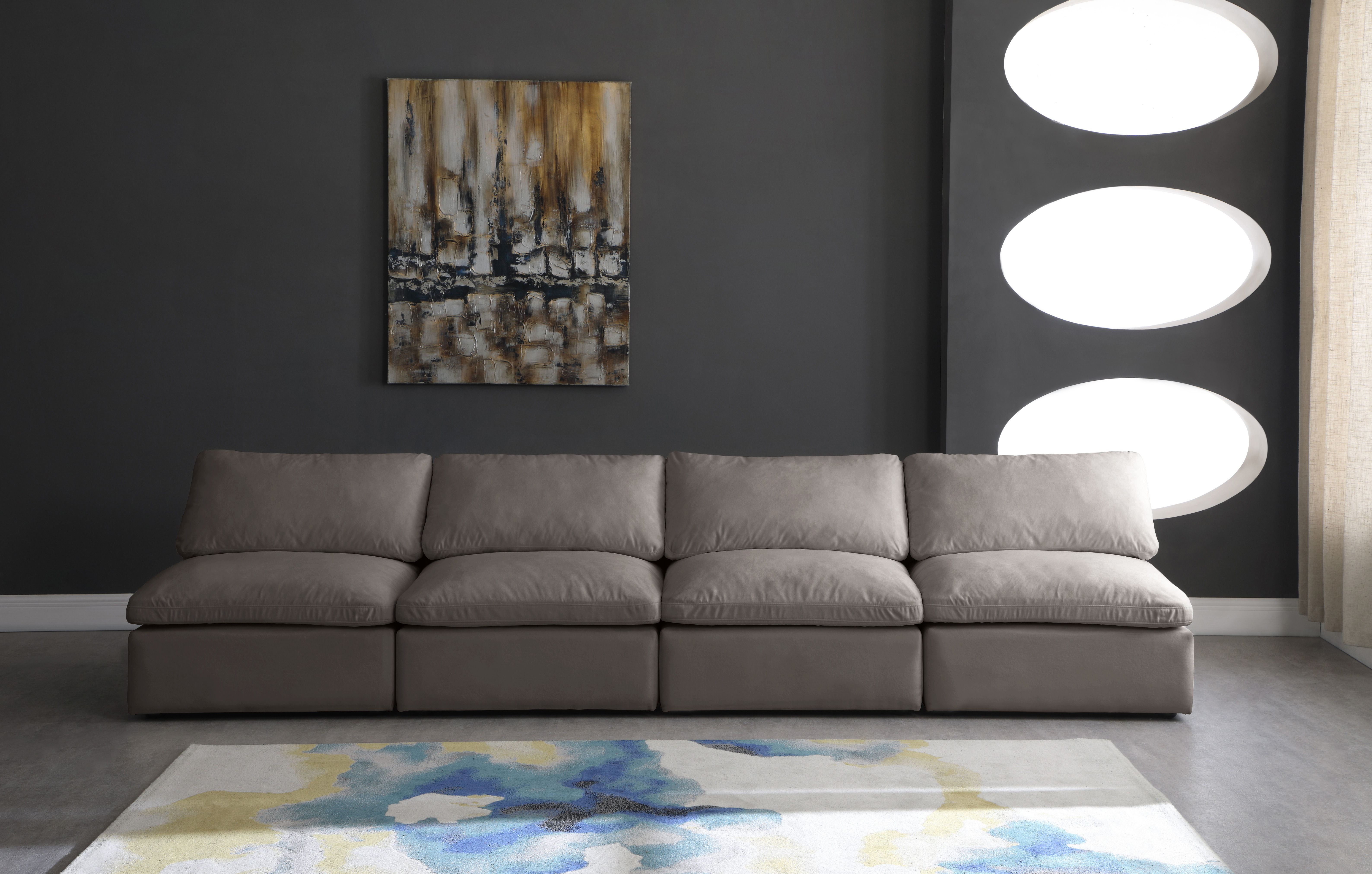 Plush - 4 Piece Modular Armless Sofa - Gray