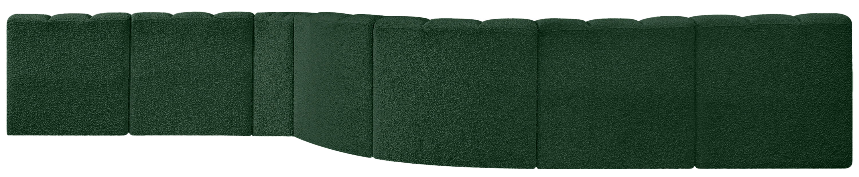 Arc - Boucle Fabric 8 Piece Curved Modular Sofa - Green
