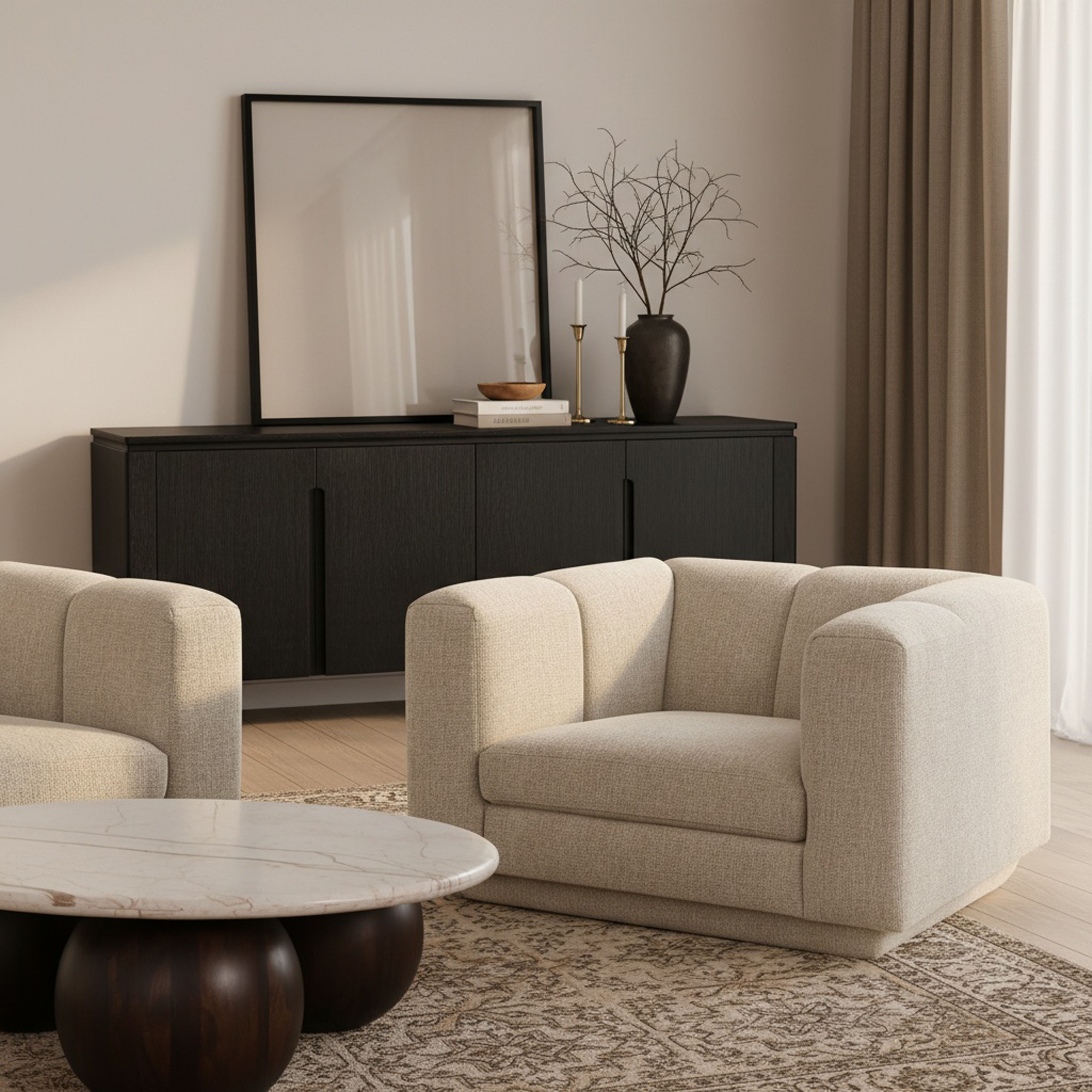 Modari - Fabric Upholstered Chair - Beige