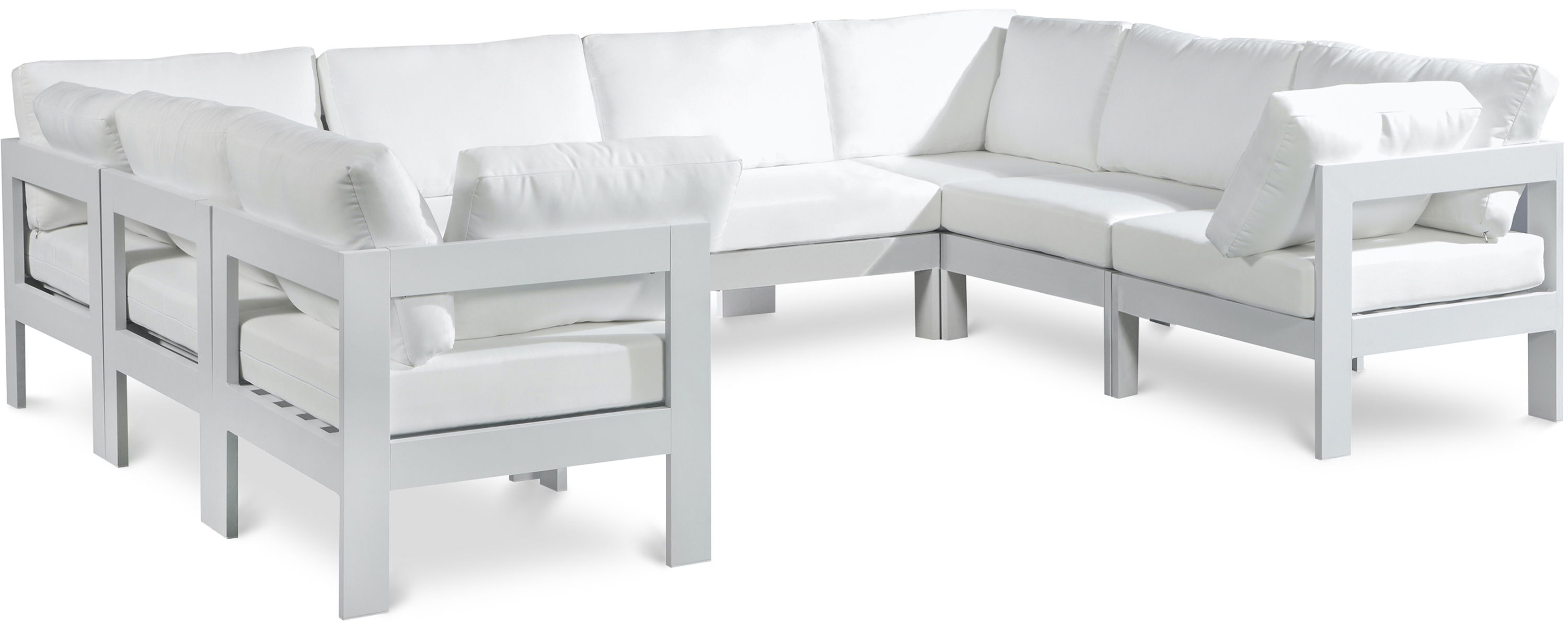Nizuc - Outdoor Patio 8 Piece Modular U-Shaped Sectional With White Frame - White