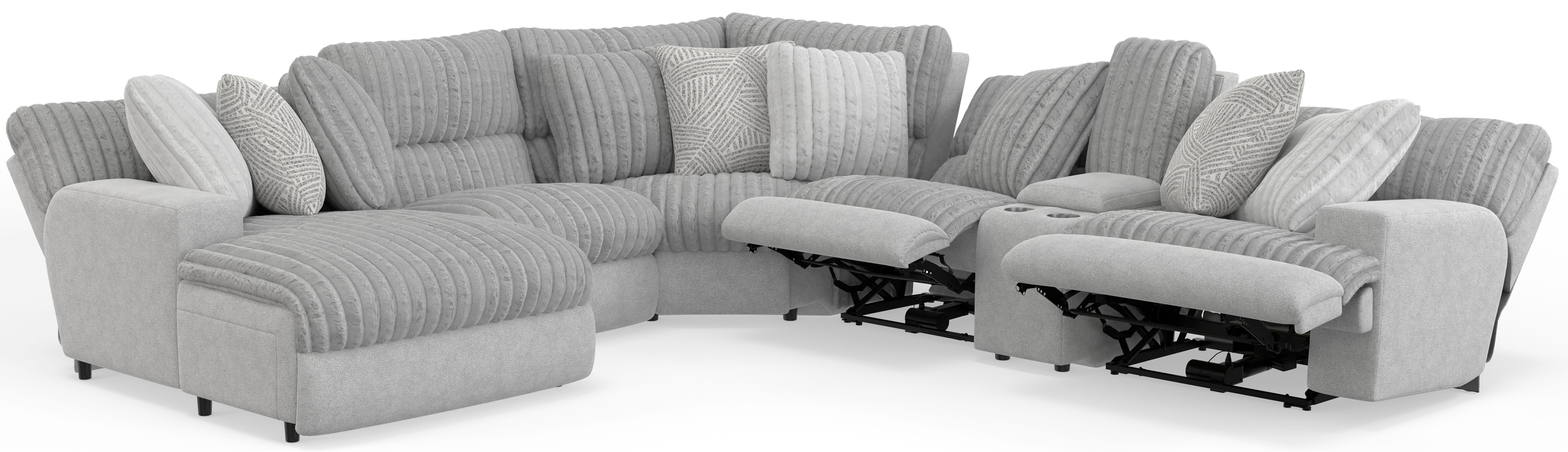 Abraxas - 6 Piece Power Reclining Sectional With Lay-Back Chaise And 2 Reclining Seats (LSF Chaise) - Moonstruck