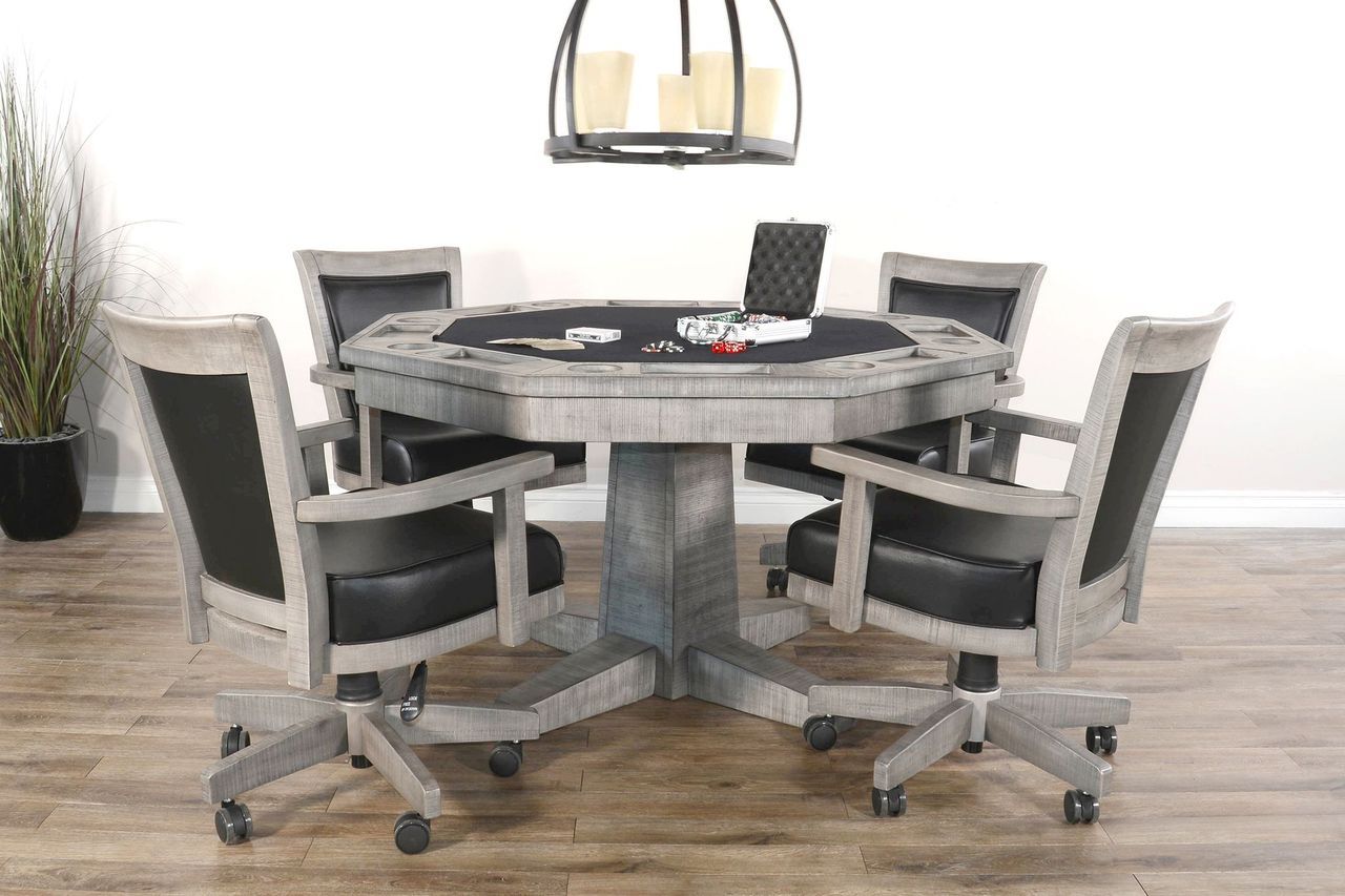 5 Piece Reversible Game And Dining Poker Table Set - Alpine Gray Image