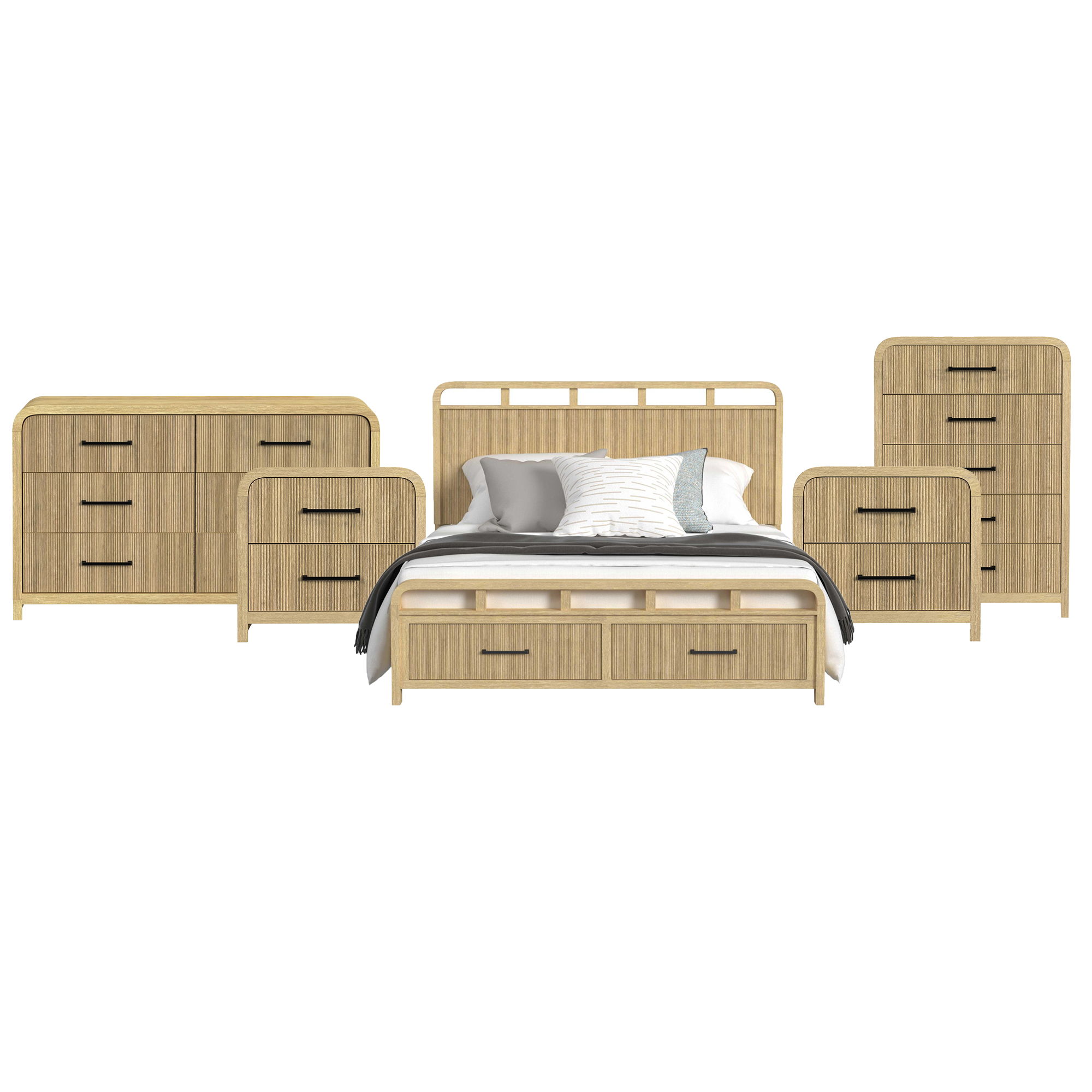 King · 5 Pc · Bedroom Set With 2 Nightstands, Dresser & Chest