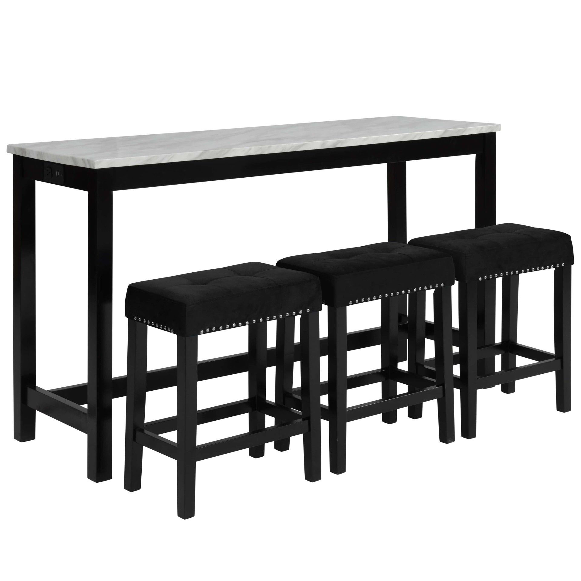 Celeste - 4 Piece Dining Set (Theater Bar Table & 3 Stools) - Black