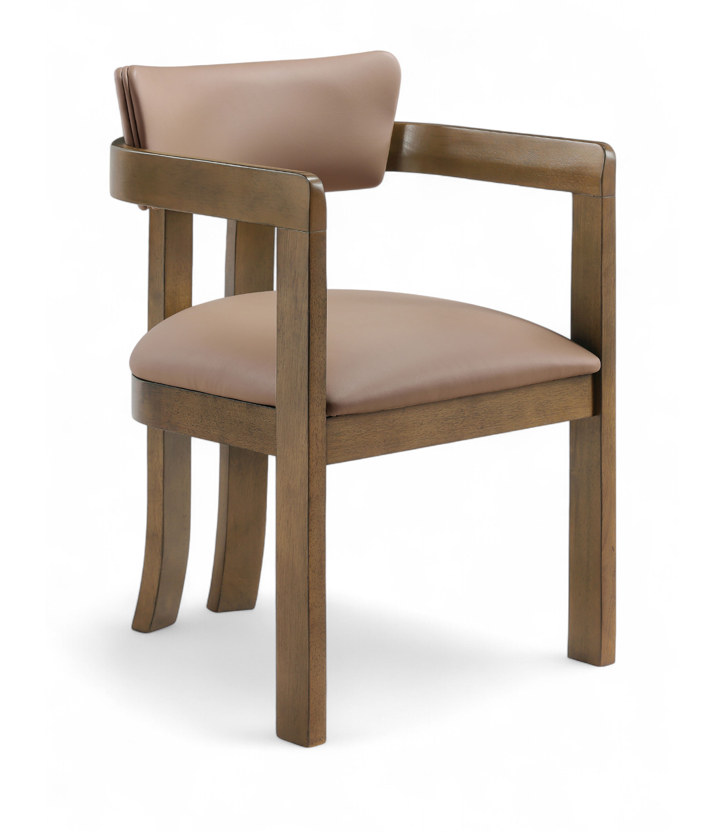 Lavrin - Vegan Leather Upholstered Dining Arm Chair (Set of 2) - Tan