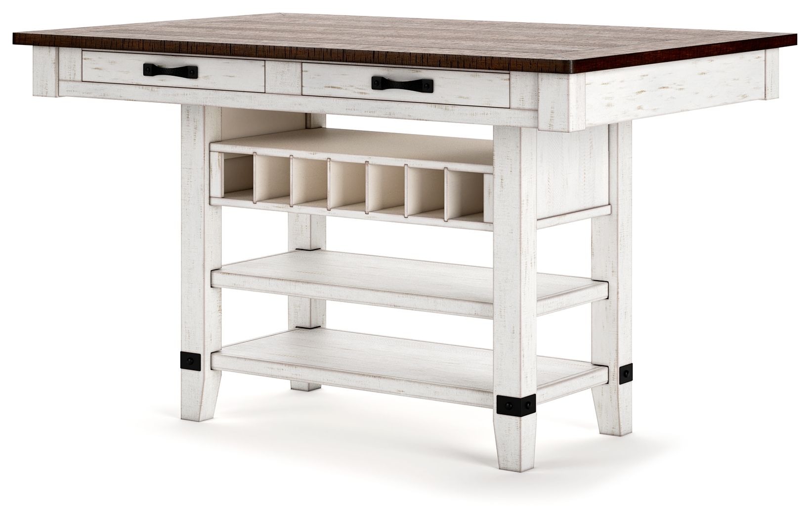 Ashley Furniture Valebeck - Rect Dining Room Counter Table With Wine Rack - White / Brown - Image 3