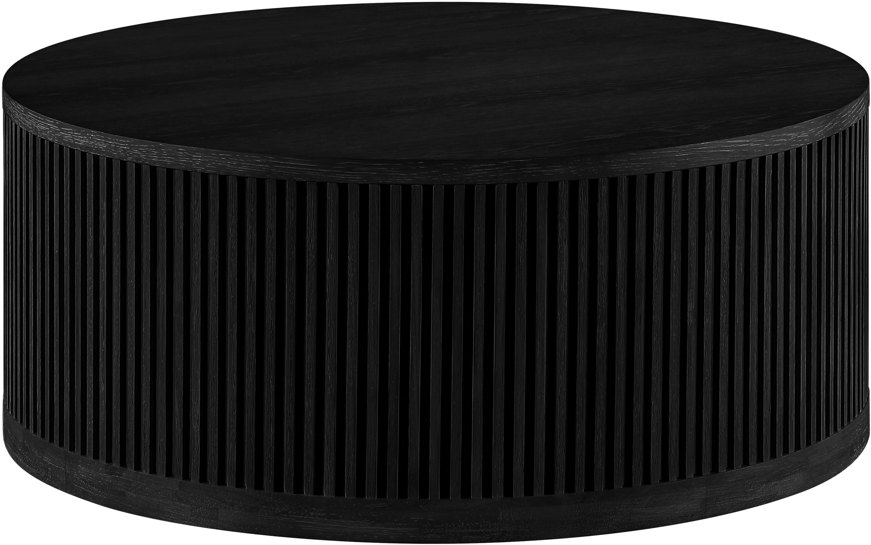 Madera - Oak Veneer And Solid Wood With Caster Wheels Coffee Table - Black