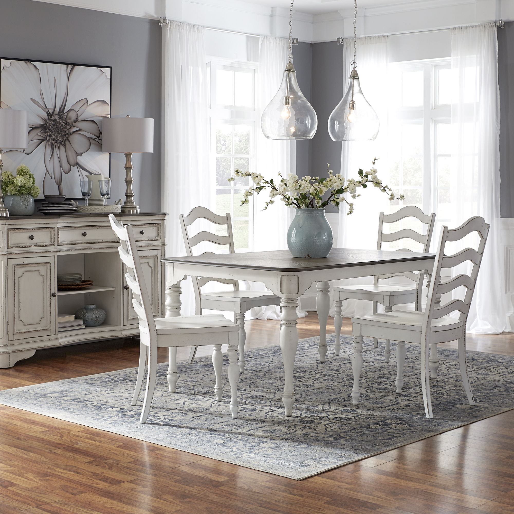 Liberty Furniture Magnolia Manor - 5 Piece Leg Table Set - White