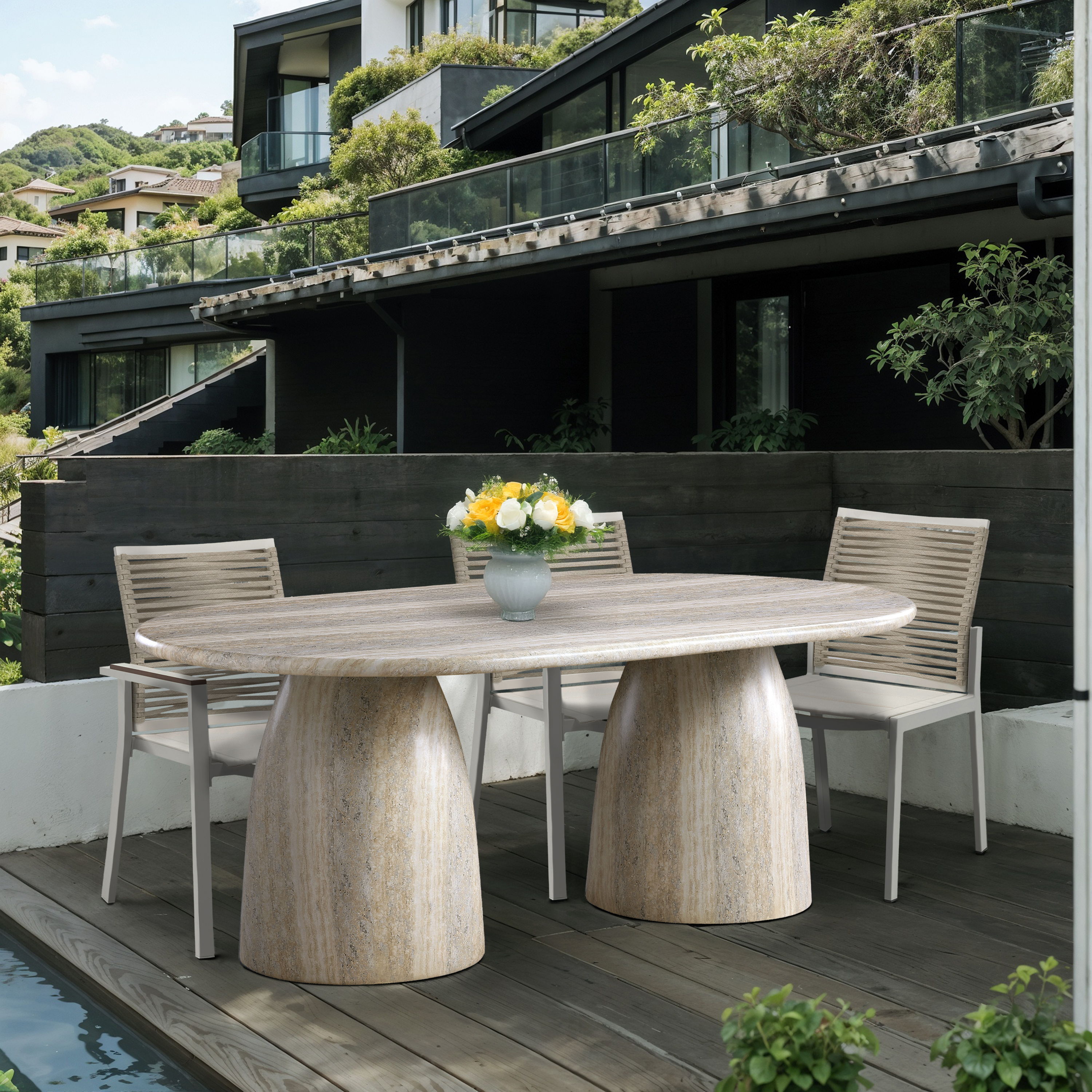 Cosenza - 78" Concrete Dining Table - Travertine