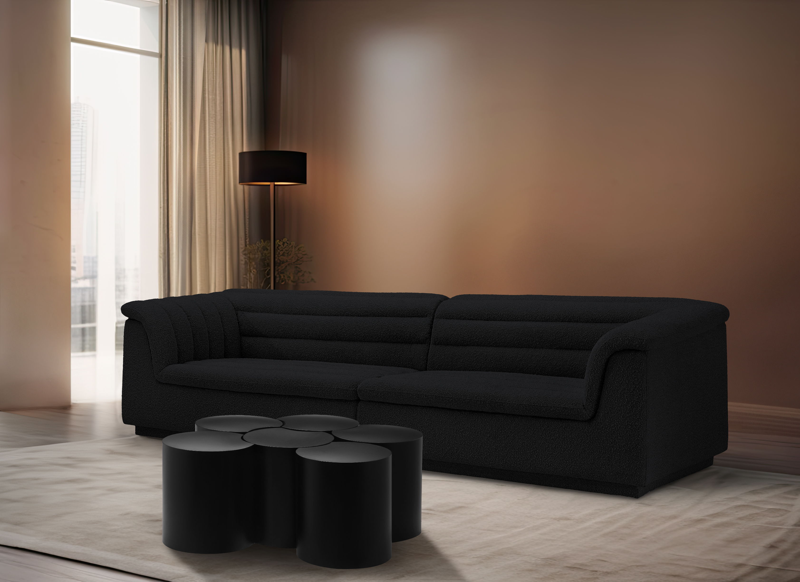 Dimple - 18" 6 Piece Modular Coffee Table - Black
