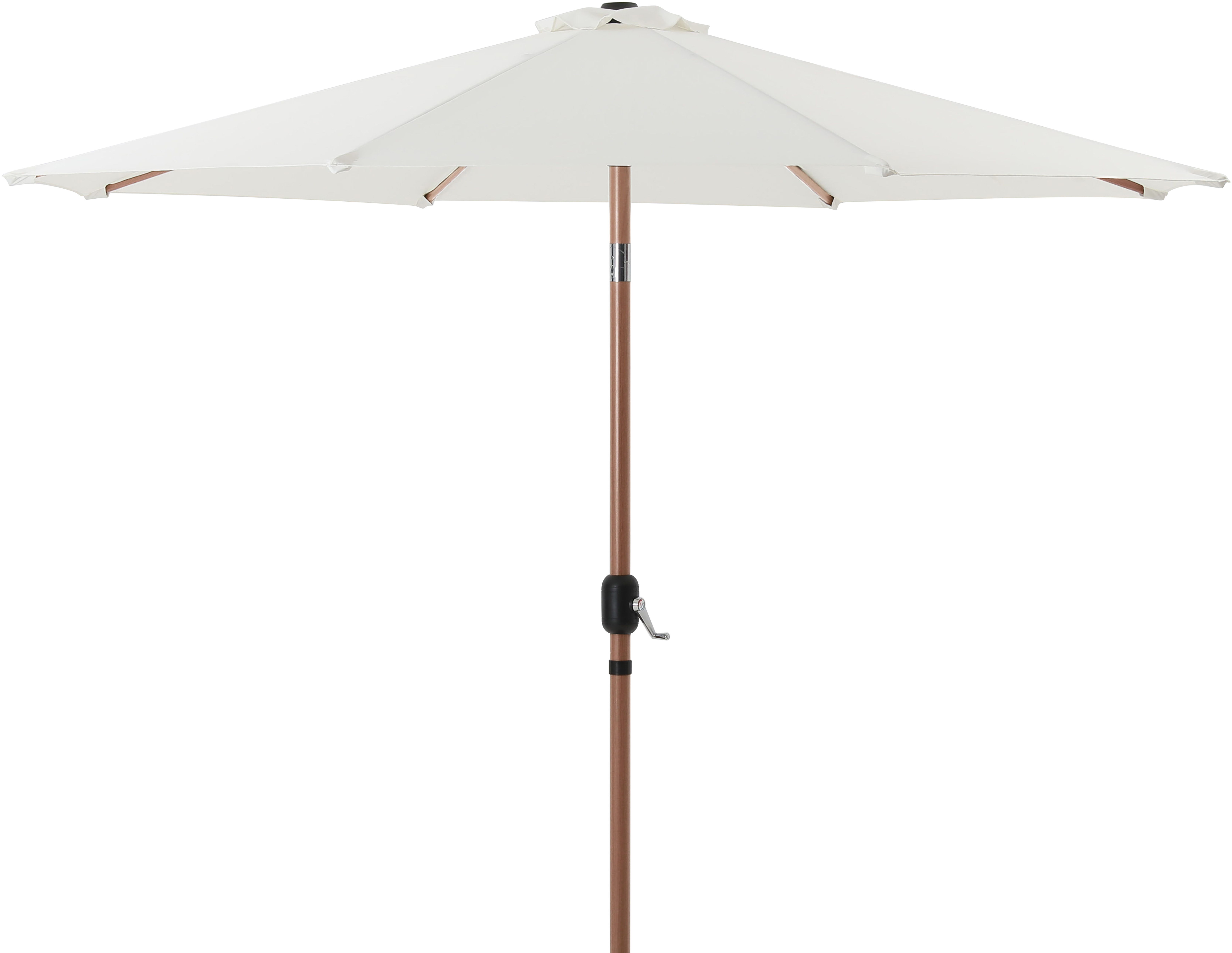 Fiji - Aluminum Patio Umbrella With Square Black And Teak Base - White