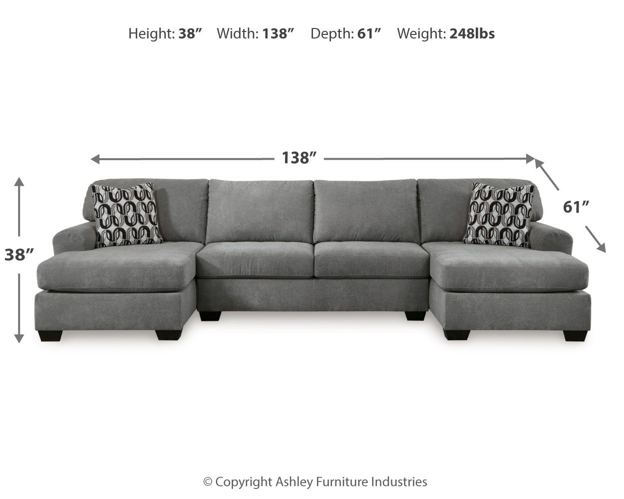 Ashley Furniture Birkdale Court - 3-Piece Sectional With LAF And RAF Corner Chaises - Gray - Image 6