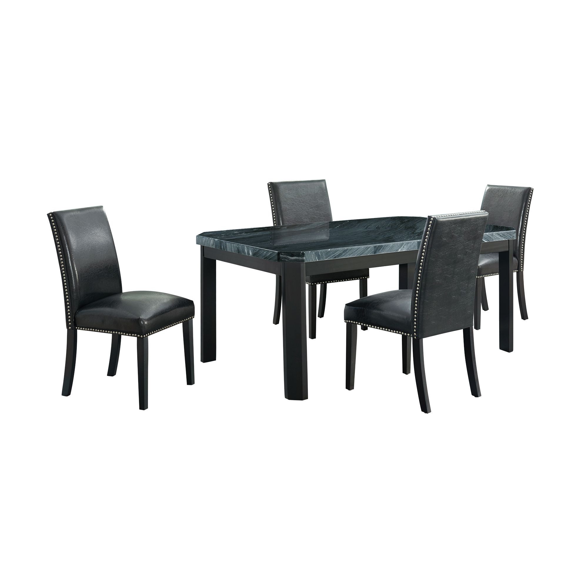 Francesca - Rectangular 5 Piece Dining Set Table & Four Chairs - Black