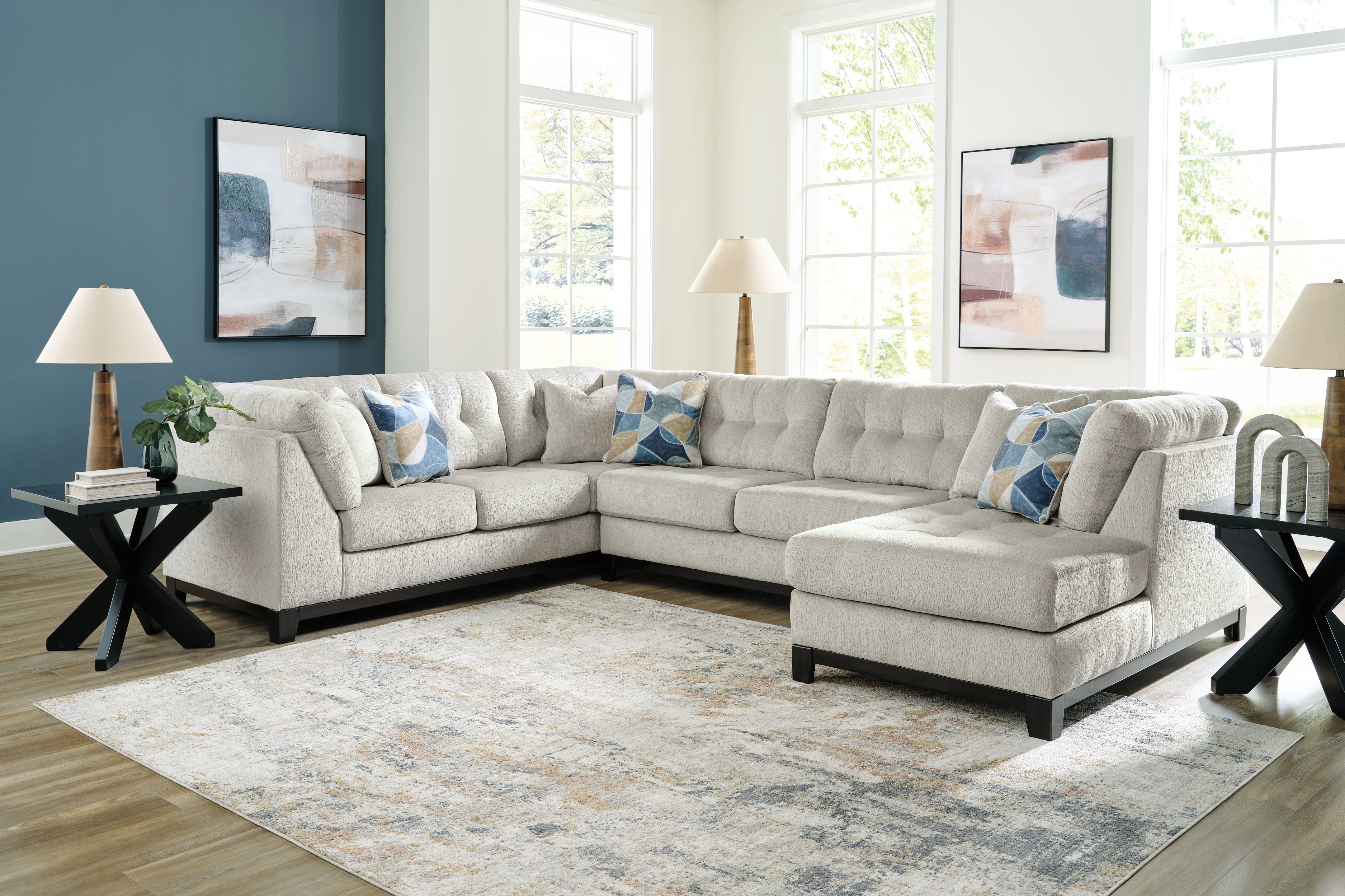 Ashley Furniture Maxon Place - 3-Piece Sectional With Raf Corner Chaise - Stone - Image 6