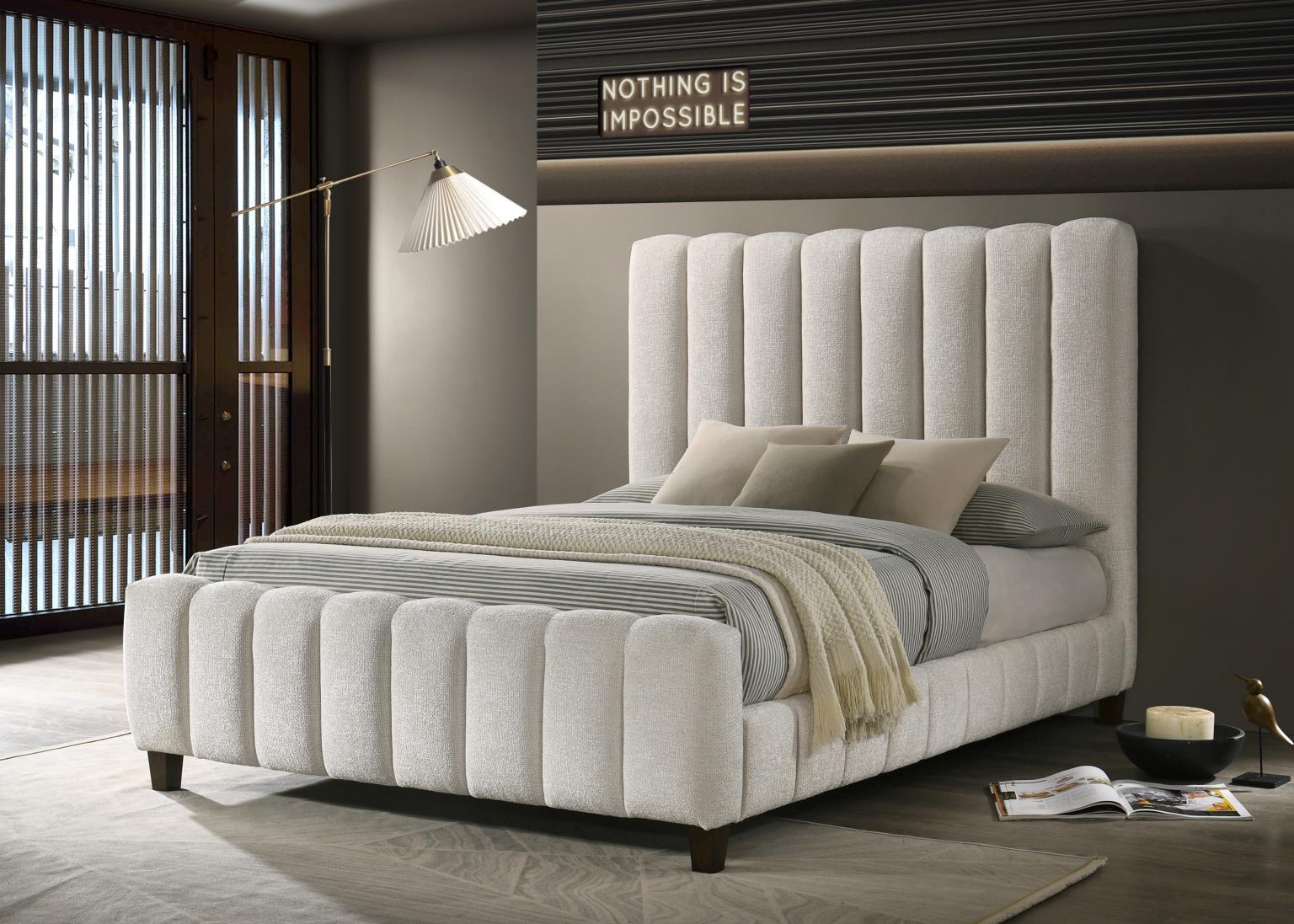 B572 - Queen Upholstered Bed - Ivory