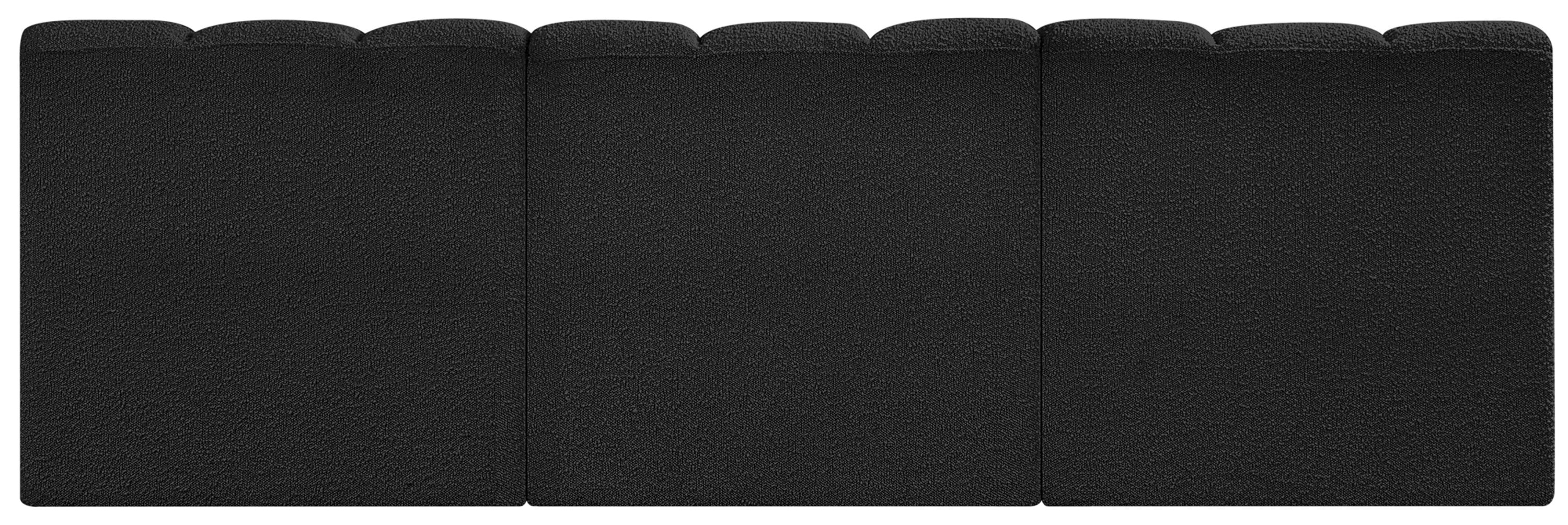 Arc - Boucle Fabric 3 Pieces Modular Sofa - Black