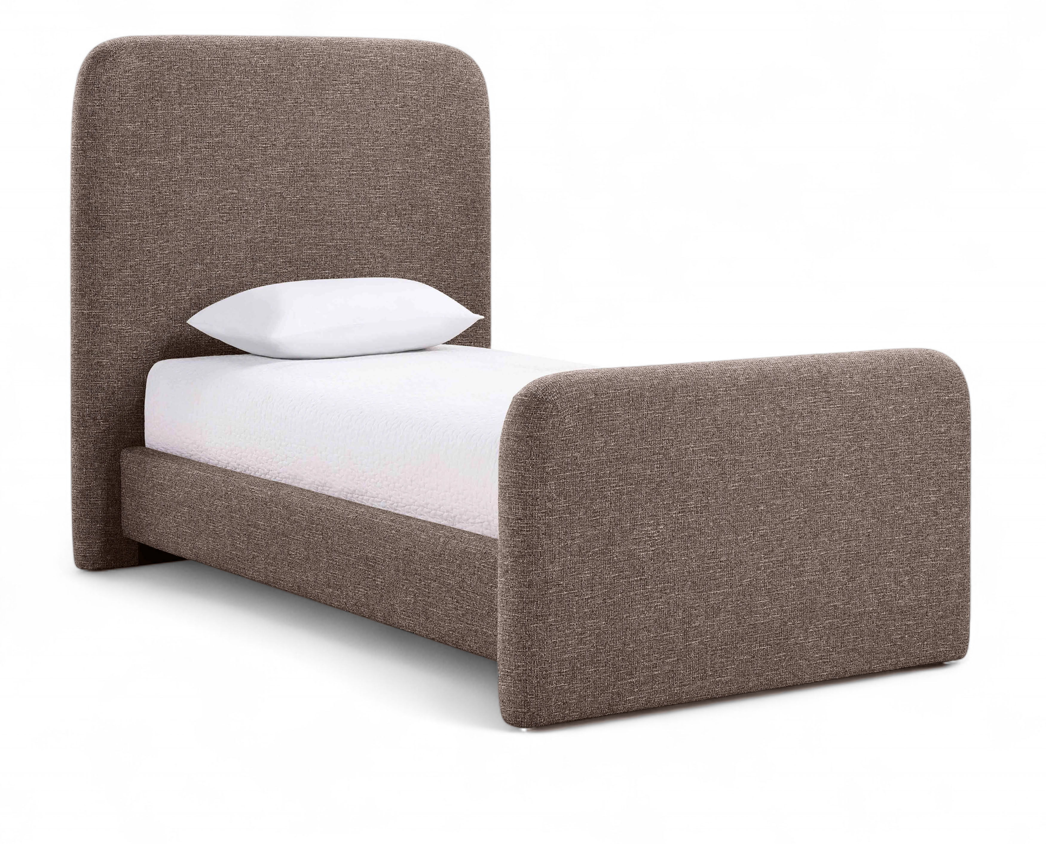 Fira - Linen Textured Fabric Upholstered Twin Bed - Brown