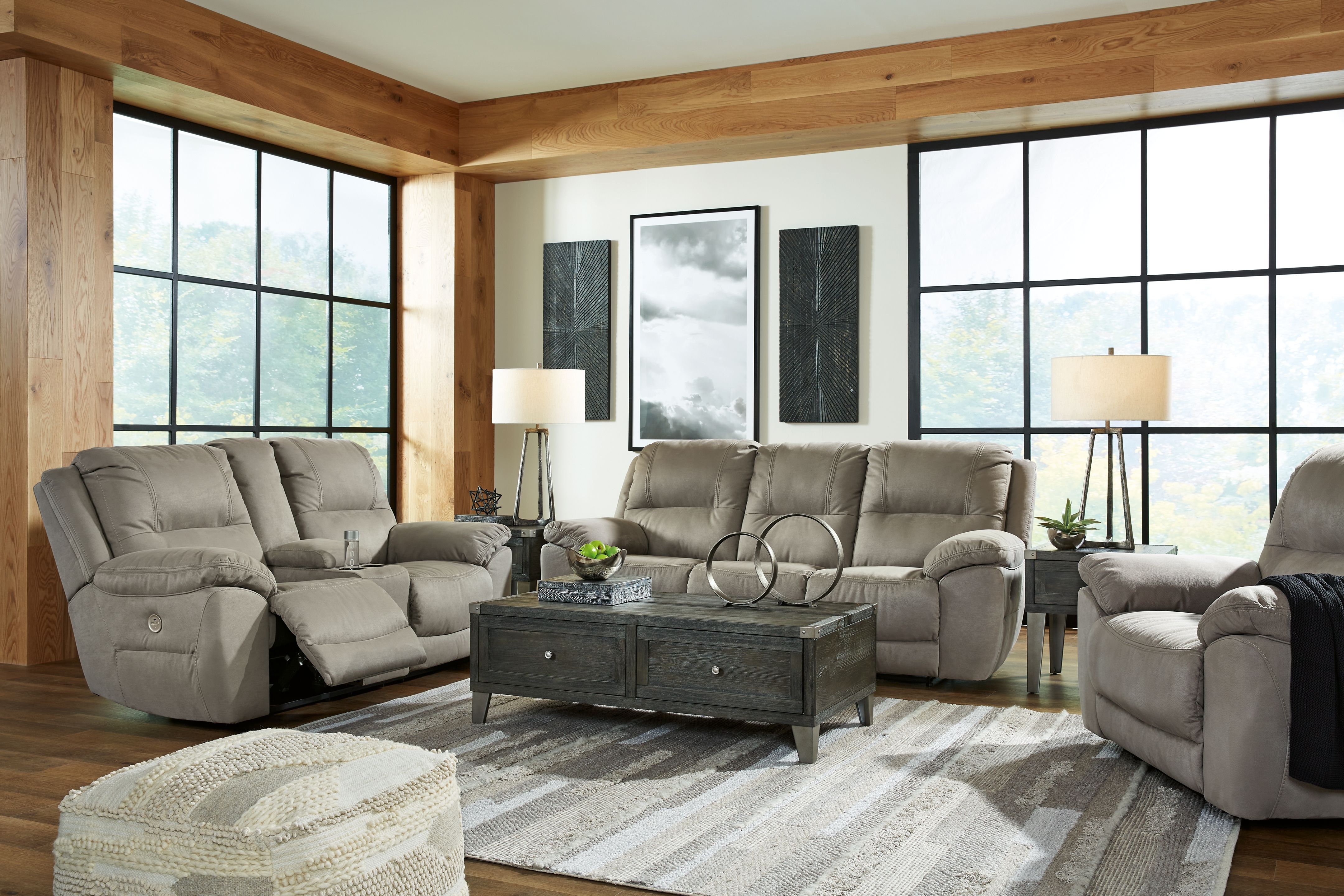 Ashley Next gen Gaucho Putty 3 Pc. Reclining Power Sofa Lovesea FurnitureDepotOhio