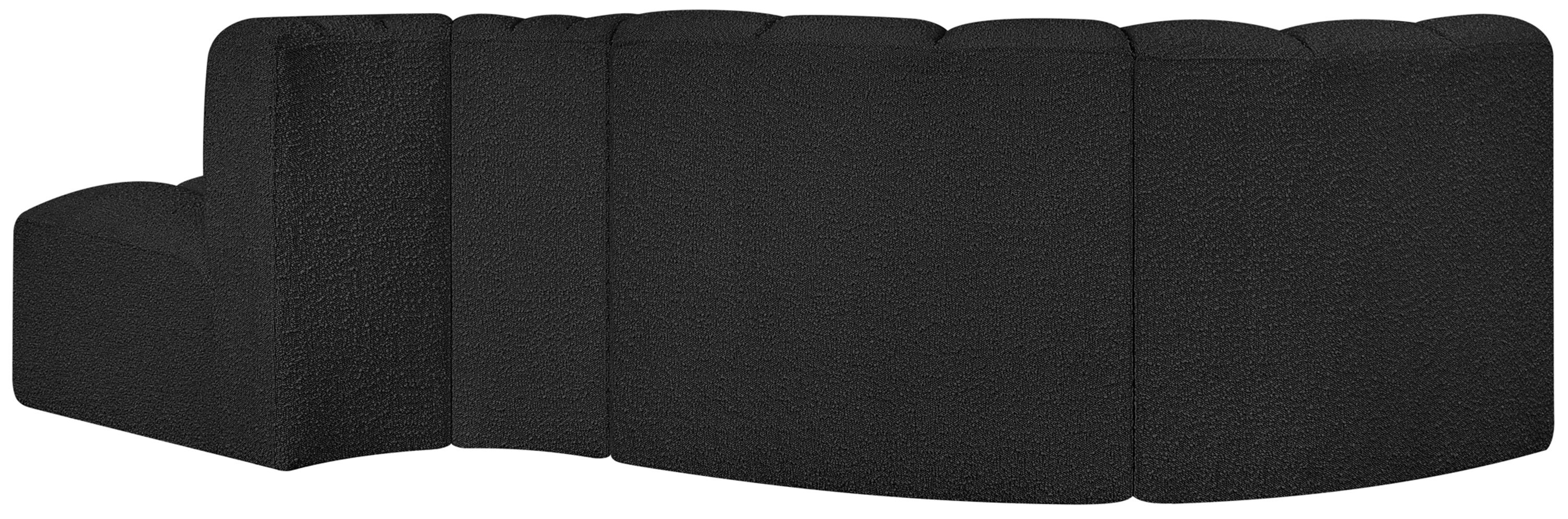 Arc - Boucle Fabric 4 Piece L-Shaped Modular Sofa - Black