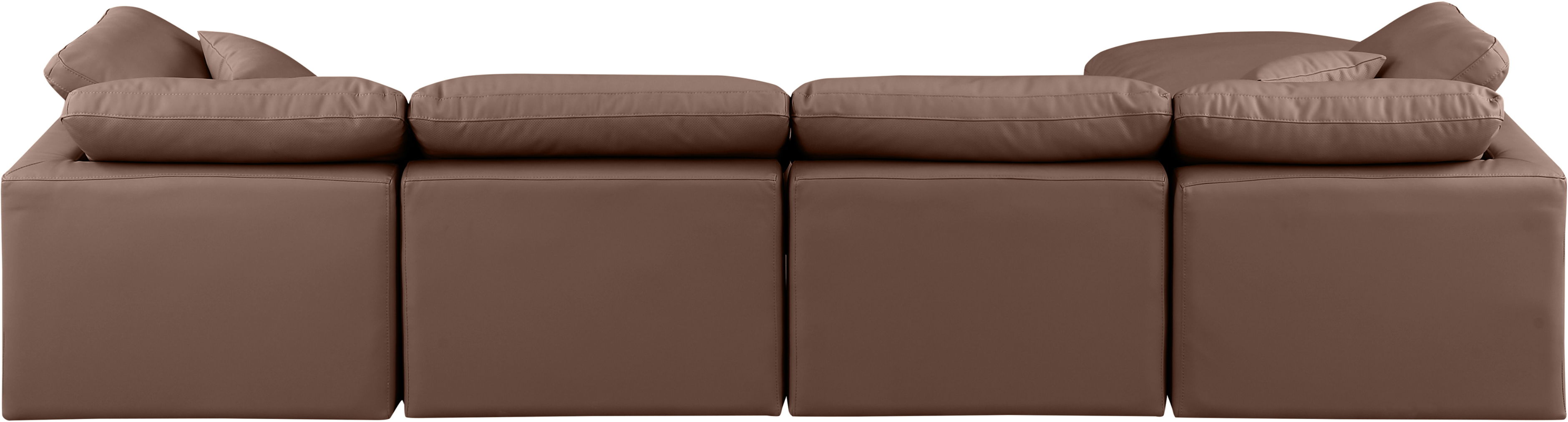 Indulge - Faux Leather 5 Piece Modular Sectional With Chaise - Brown
