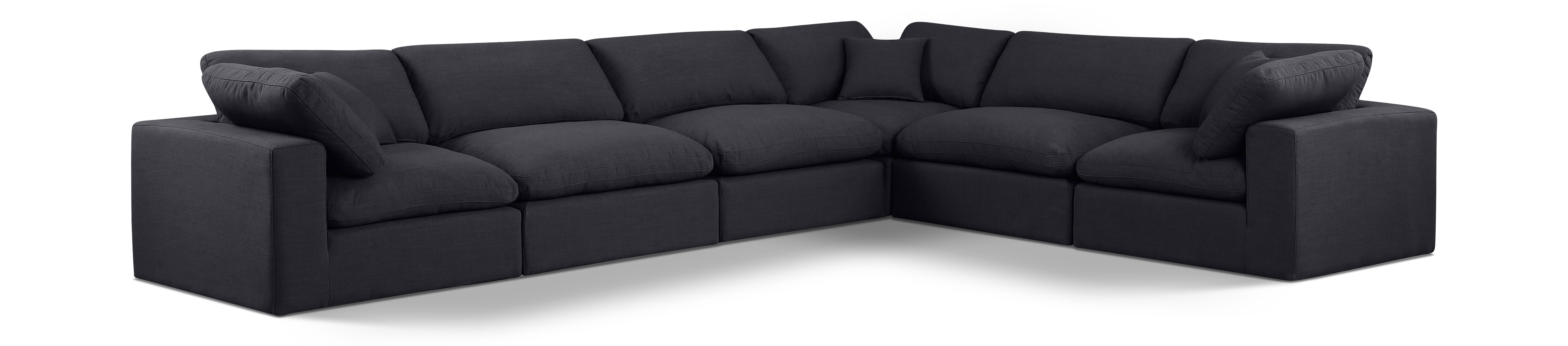 Comfy - 6 Piece Linen Modular Corner Sectional - Charcoal