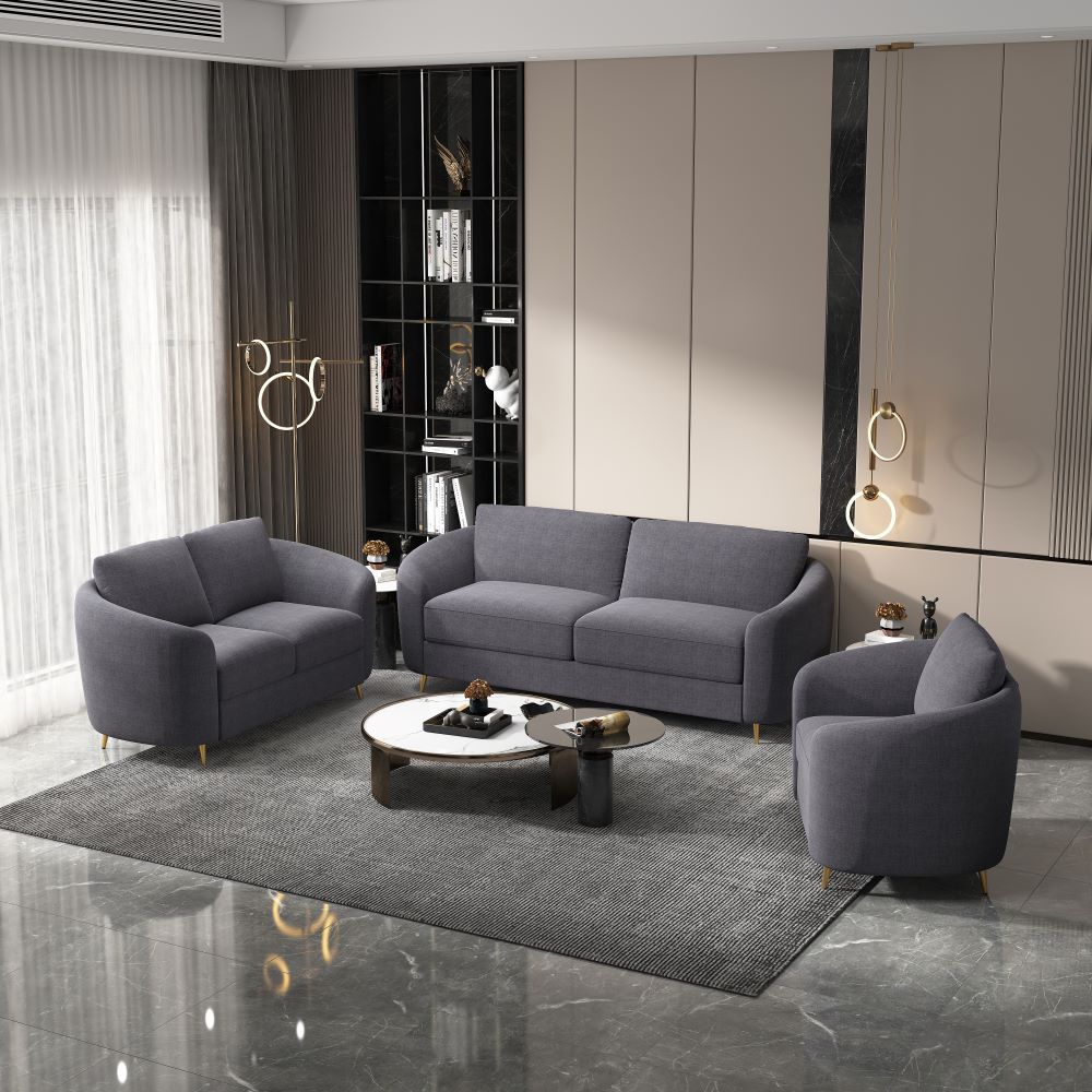 Yuina - Sofa - Gray Linen, dark gray, view 7