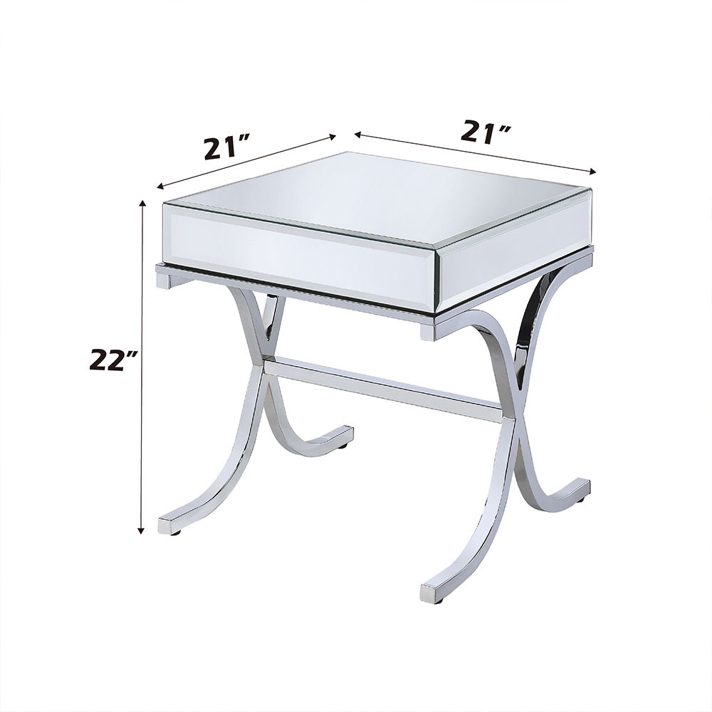 Yuri - End Table - Mirrored & Chrome, silver, view 5