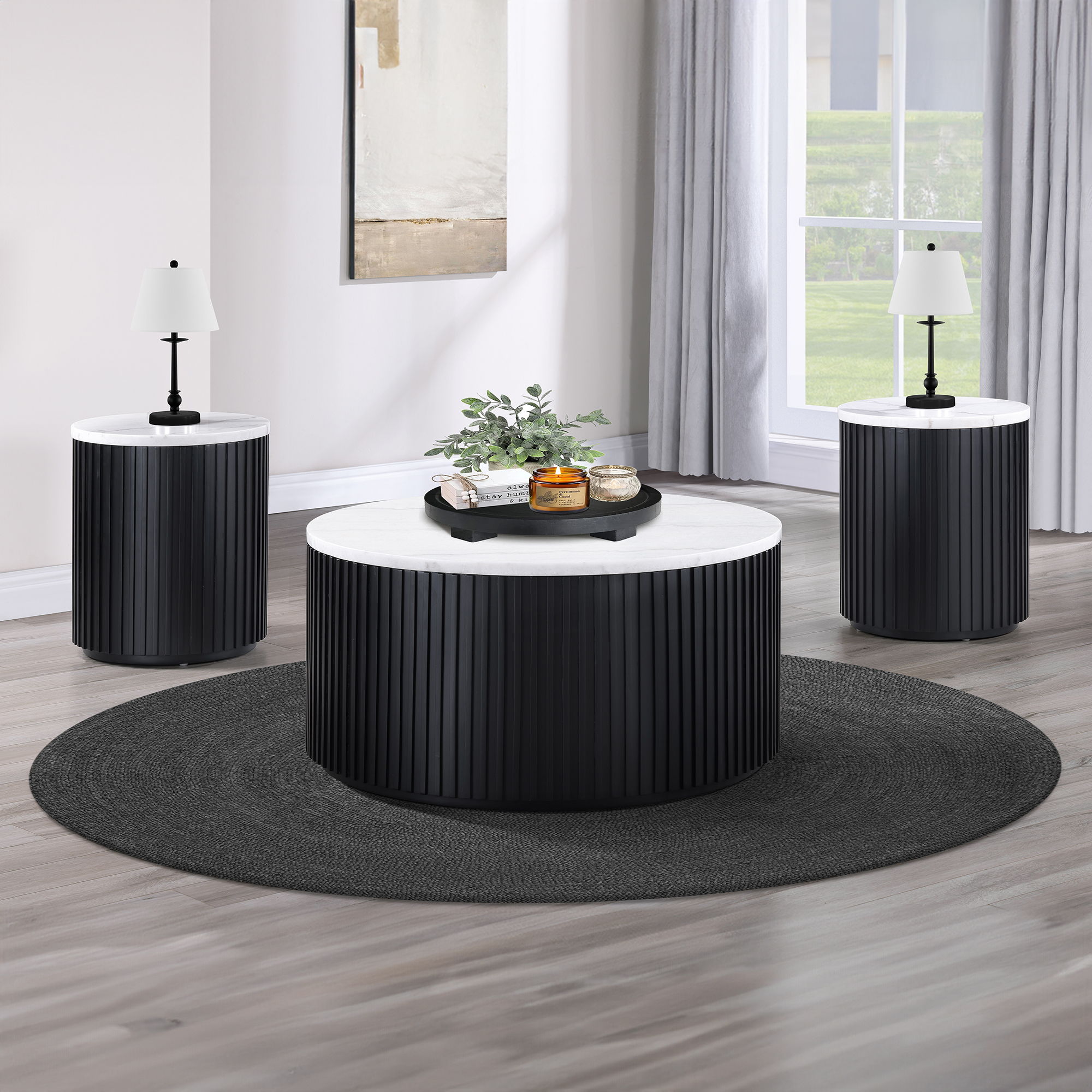 Colvin - 3 Piece Marble Set - Black