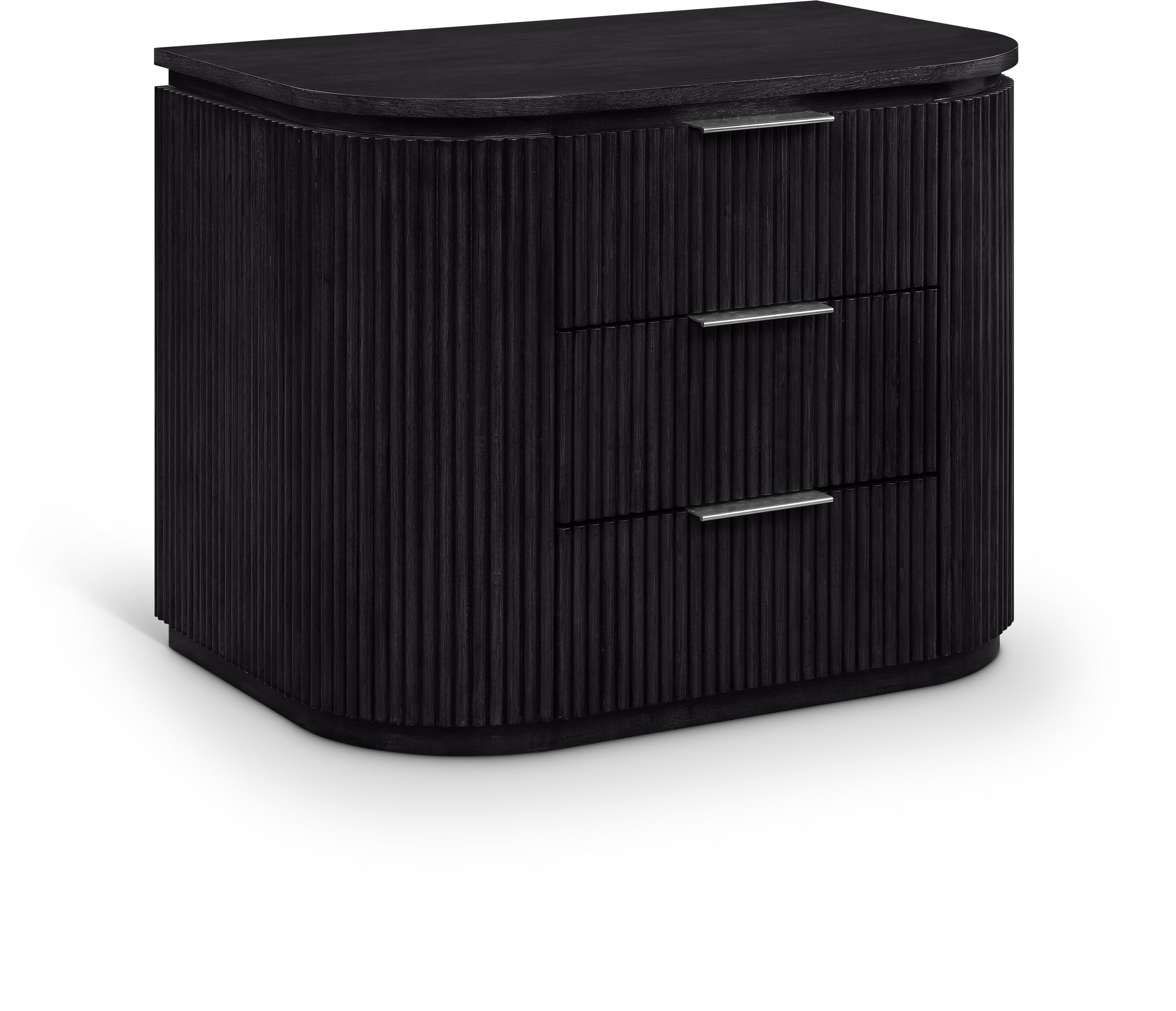 Astrid - Solid Wood And Oak Veneer Nightstand - Black