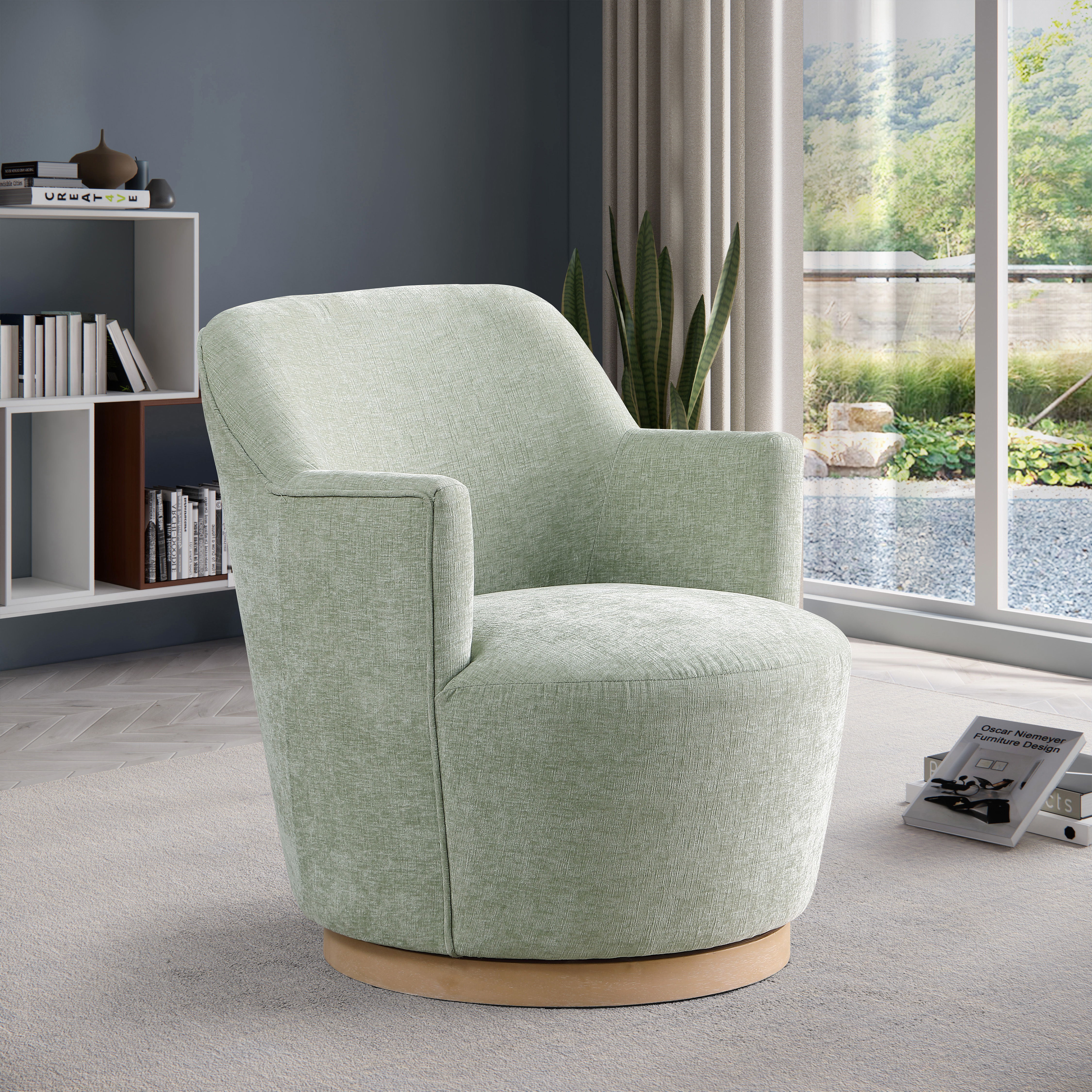 Clarita - Chenille Swivel Accent Chair - Mint