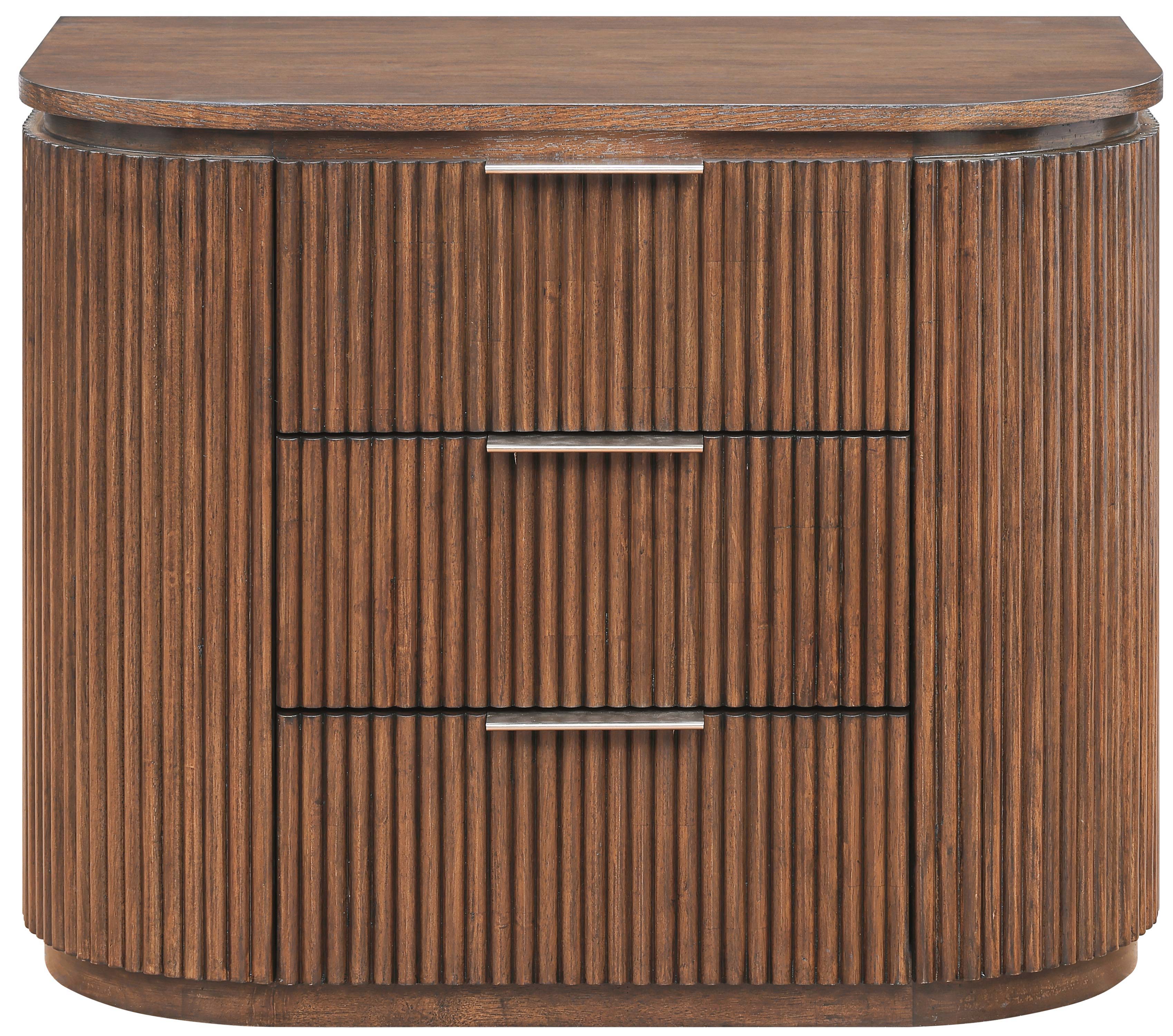 Astrid - Solid Wood And Oak Veneer Nightstand - Brown