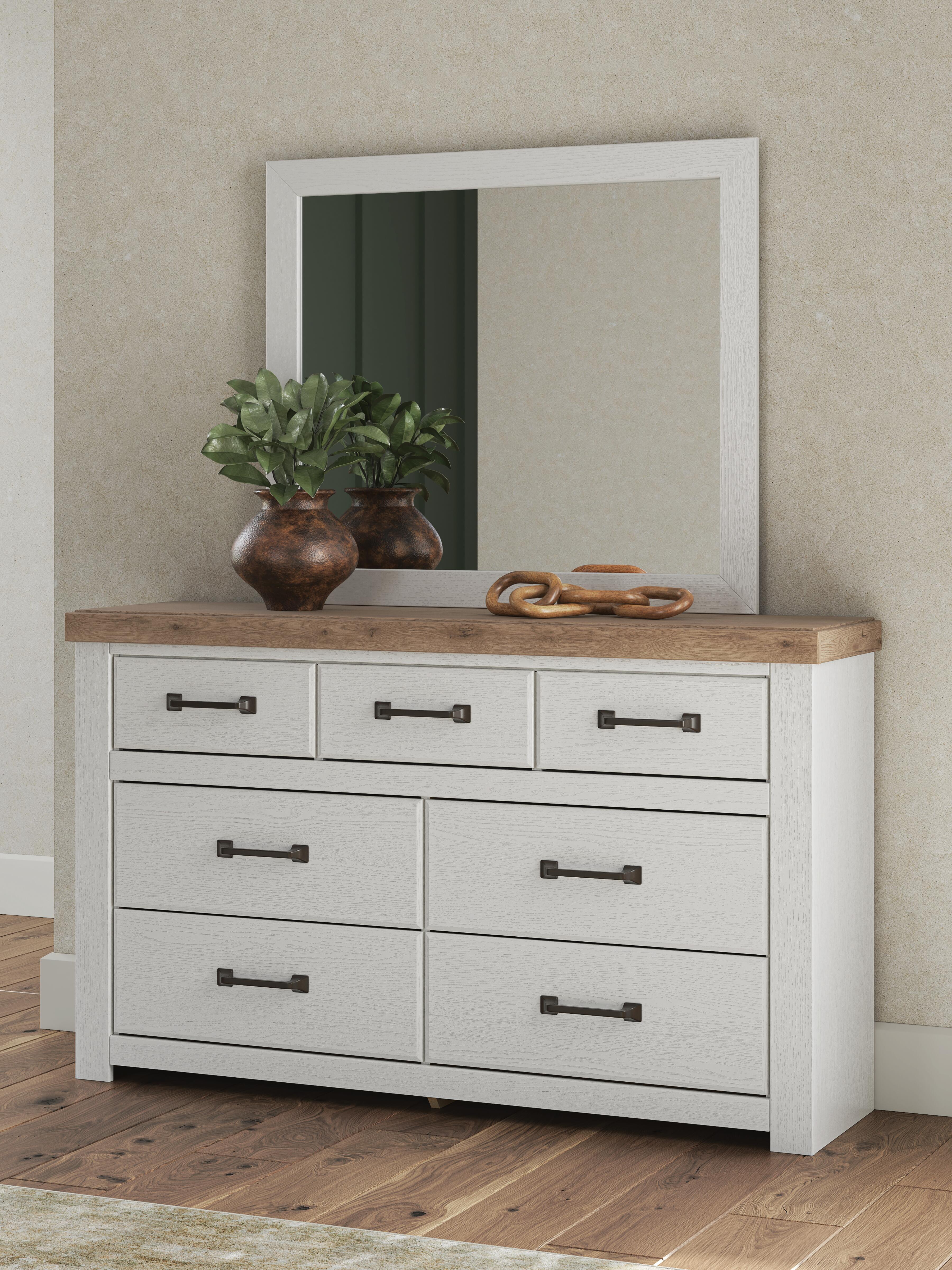 Savonport - Dresser And Mirror - White / Brown