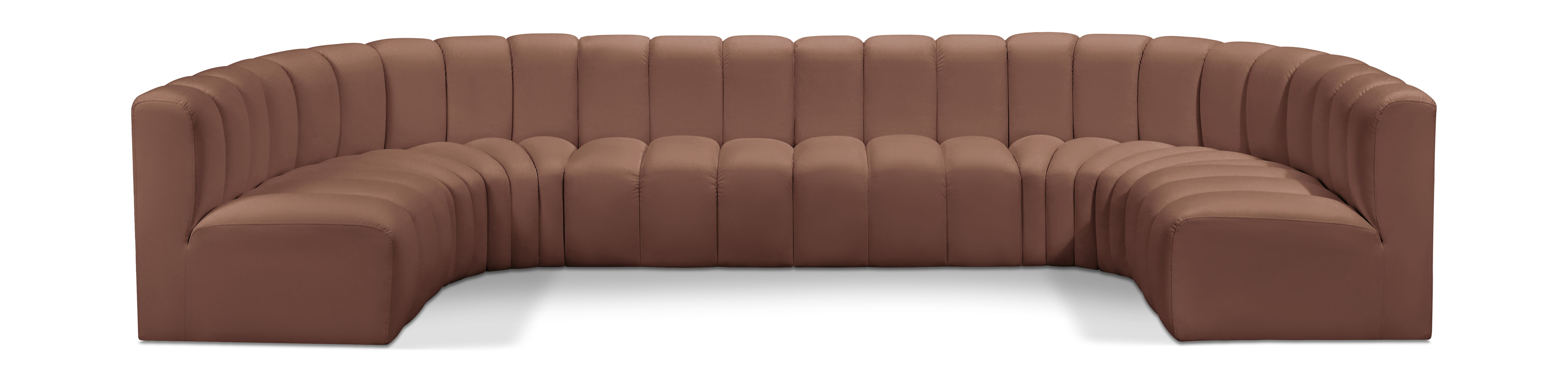 Arc - Faux Leather Modular U-Shaped Sectional - Cognac
