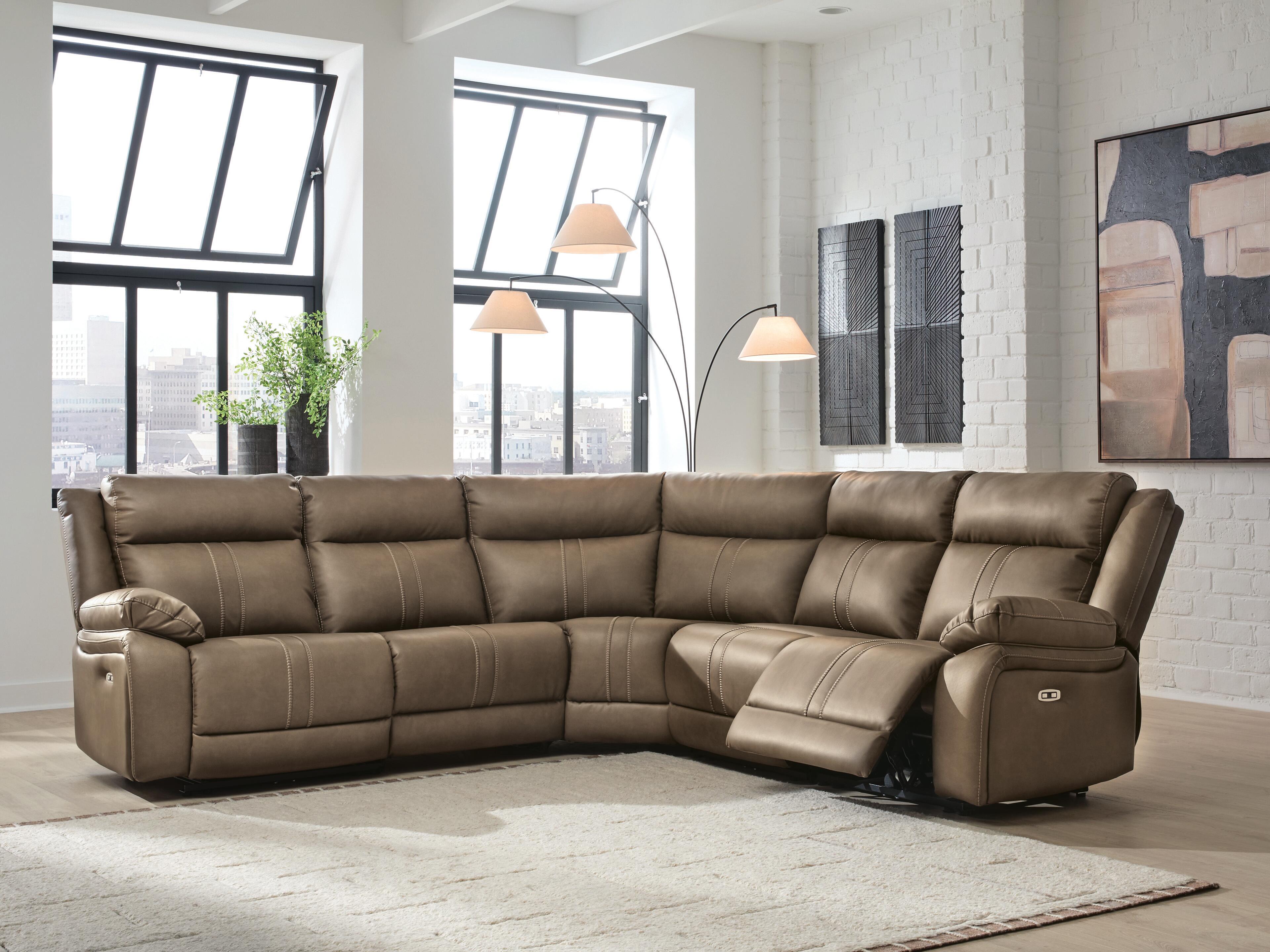 Max-Momentum - 5-Piece Power Reclining Sectional - Biscotti
