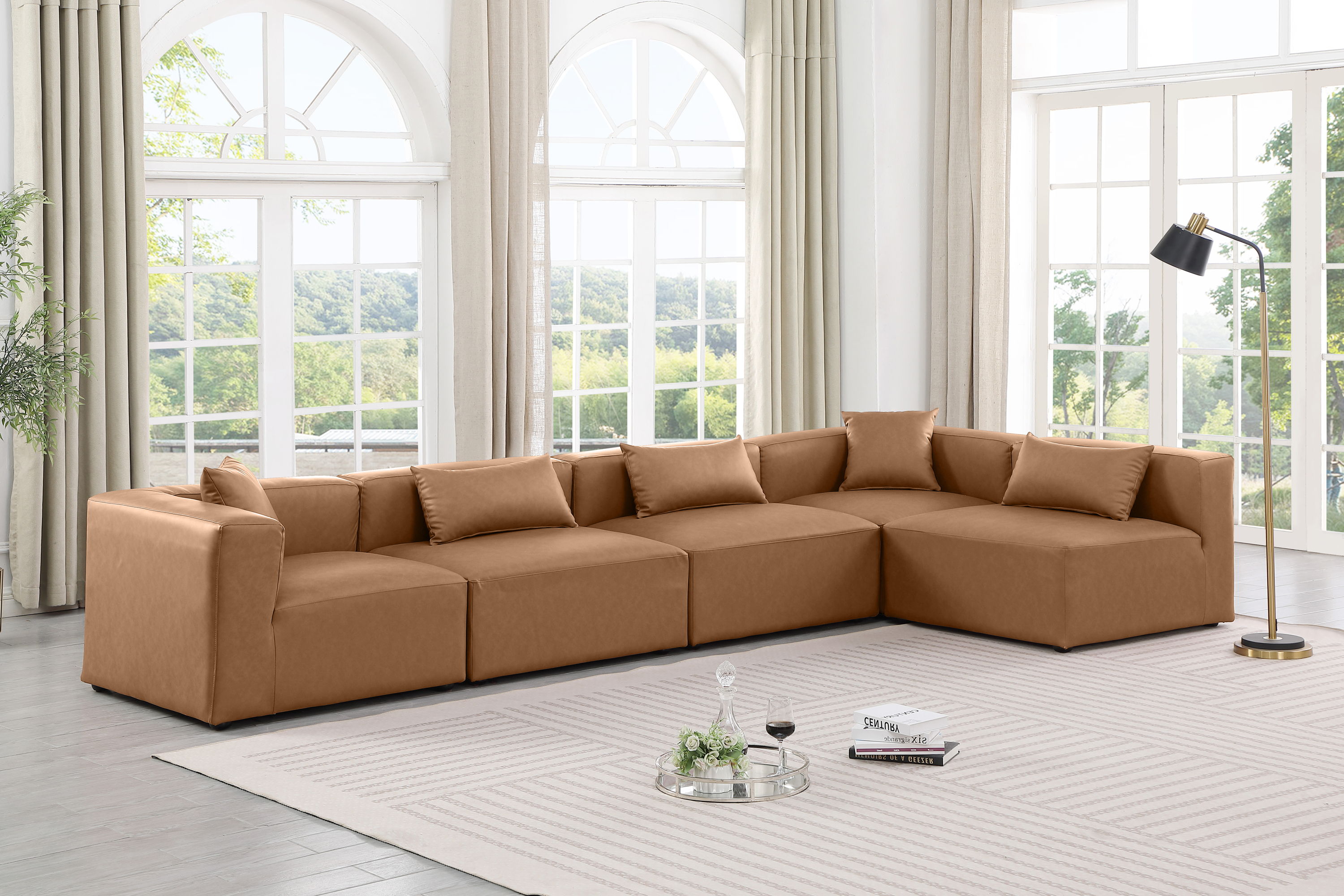 Cube - 5 Piece Modular Sectional - Brown