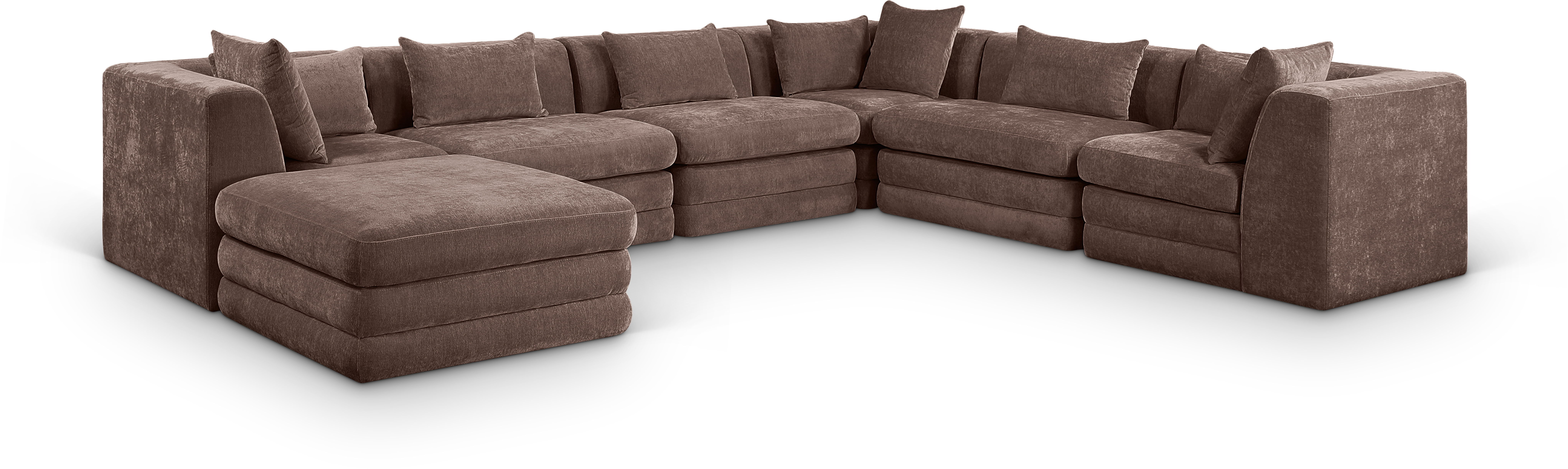7 Pc · Chenille Fabric 152" Upholstered Modular Sectional