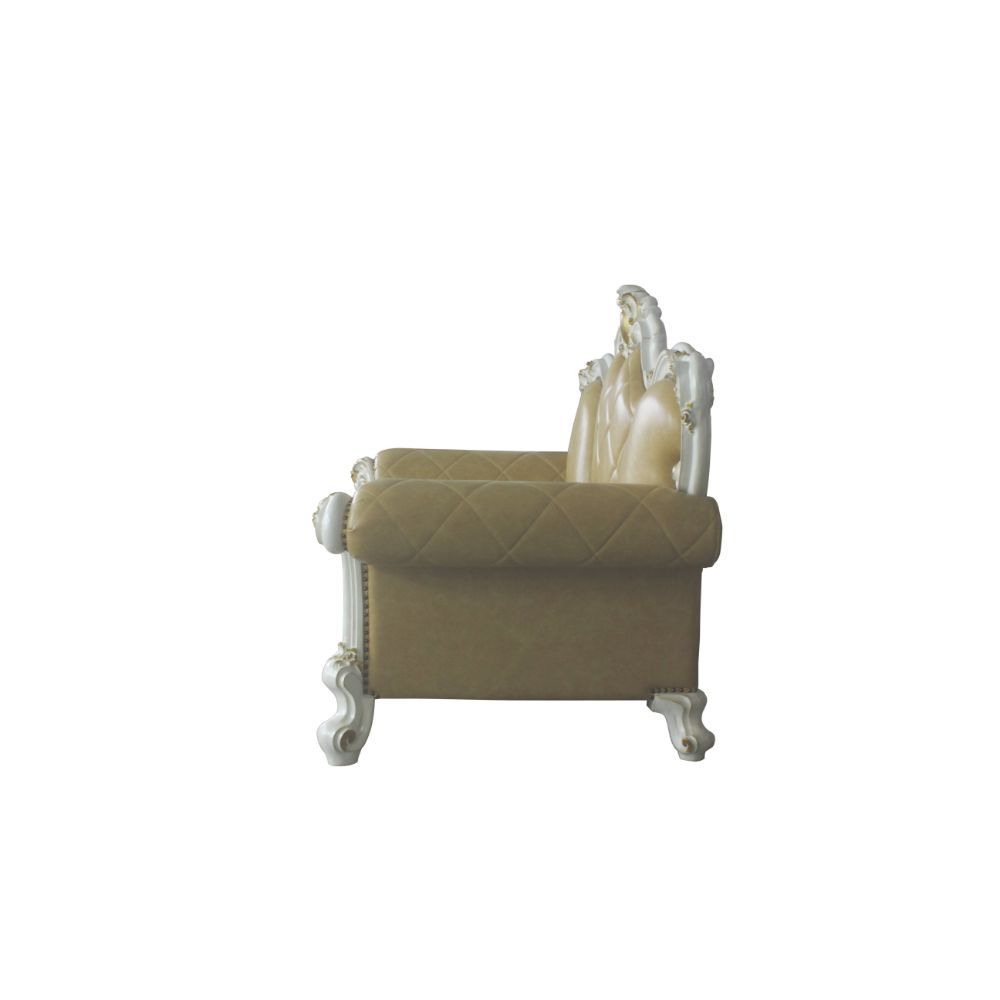 Picardy - Loveseat With 3 Pillows - Butterscotch Synthetic Leather & Antique Pearl, beige, view 6