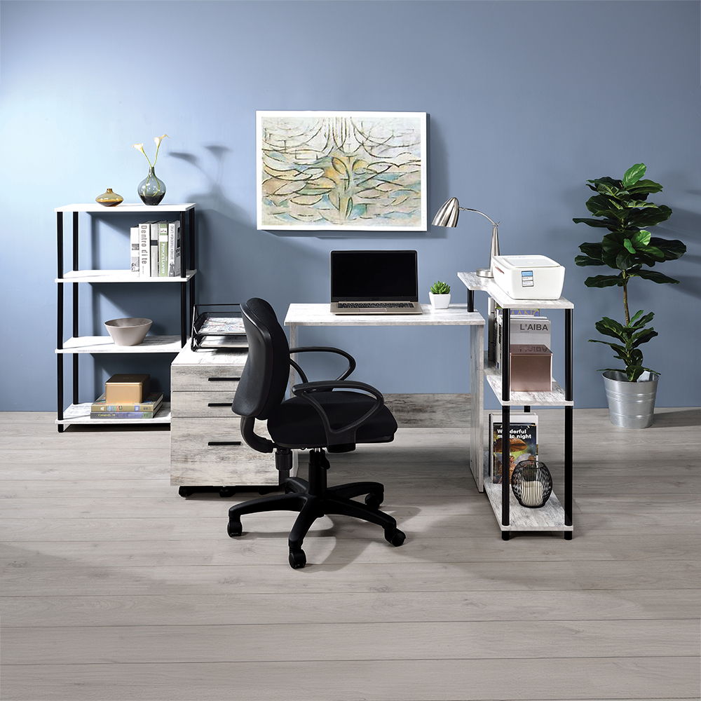 Ievi - Writing Desk - Antique White & Black, white, view 5