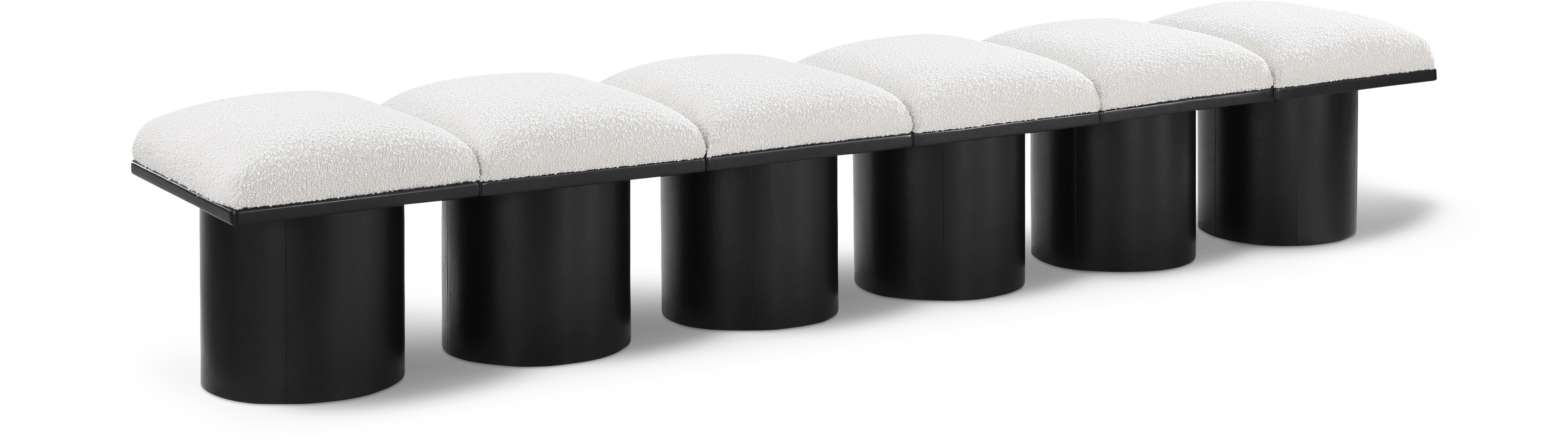Pavilion - 93" 6 Piece Modular Bench With Black Base - Cream