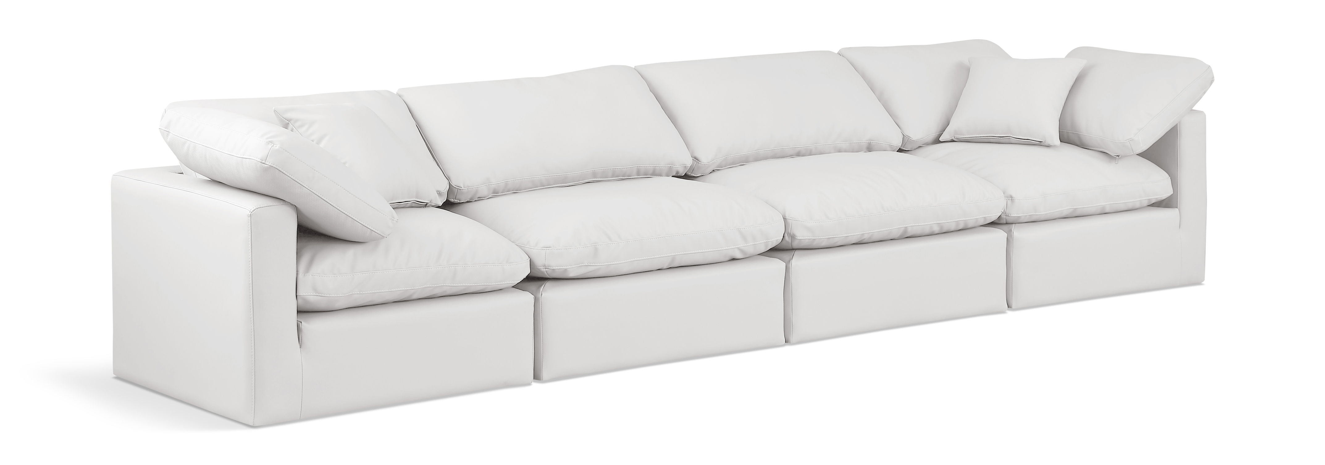 Indulge - Faux Leather 4 Seat Modular Sofa - Cream