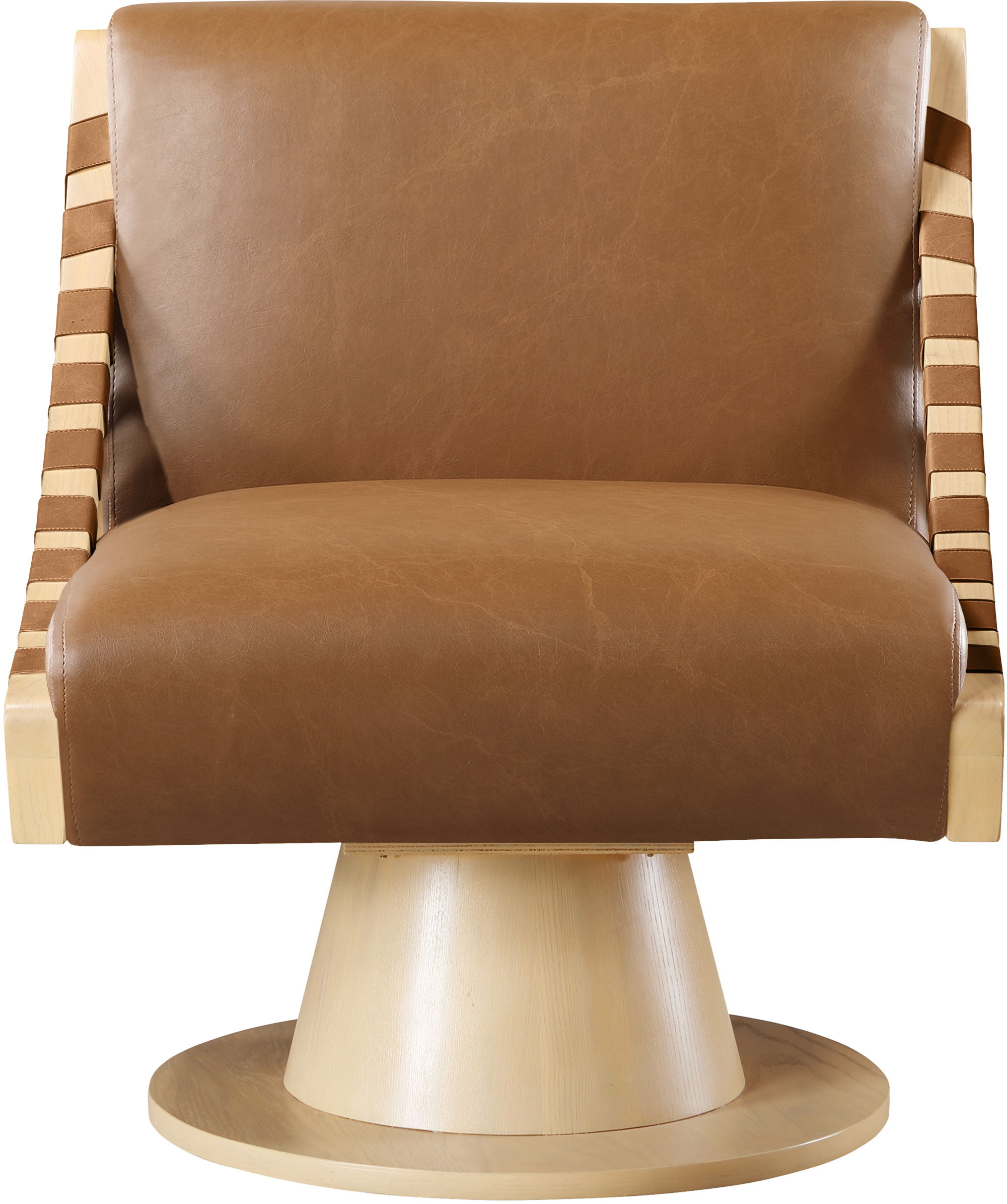Millwin - Swivel Accent Chair With Natural Base - Cognac