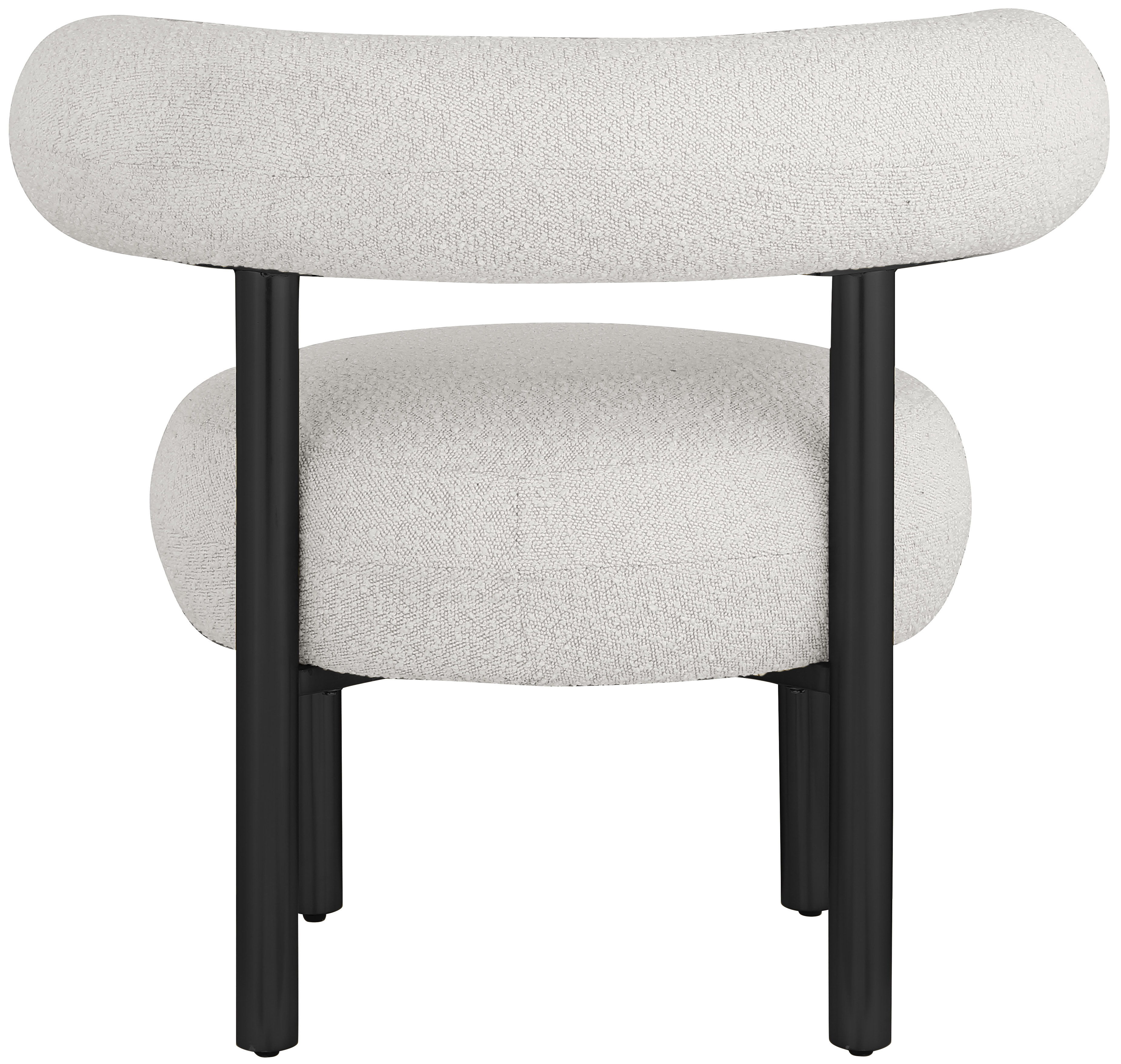Bordeaux - Boucle Fabric Accent Chair With Black Legs - Cream