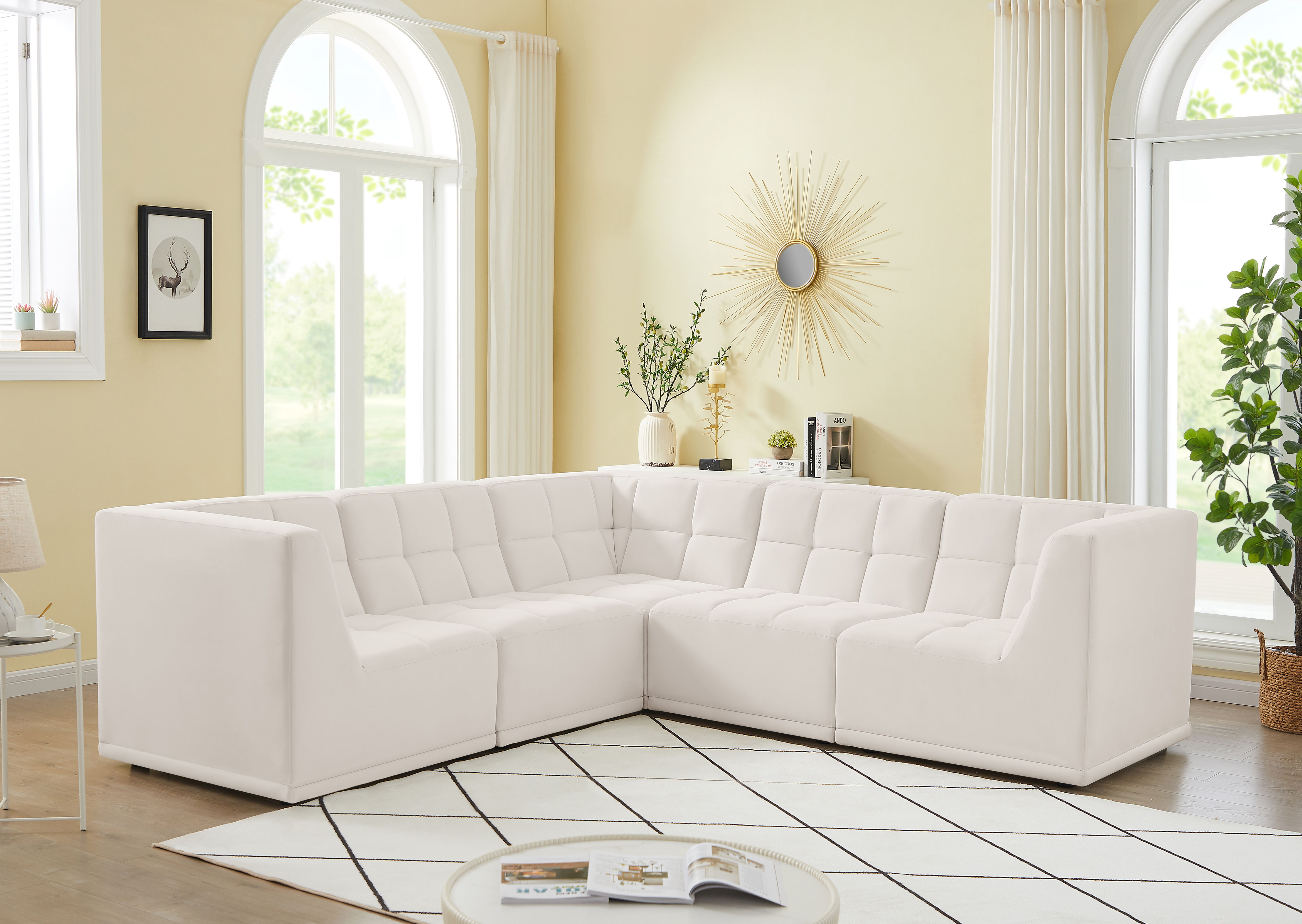 Relax - 5 Piece Modular Corner Sectional - Cream