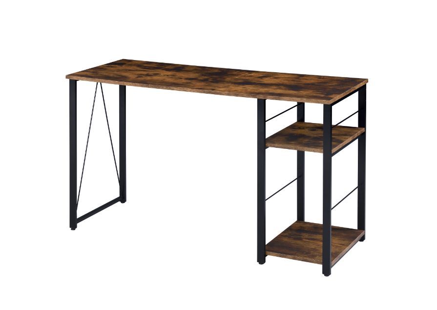 Vadna - Writing Desk - Weathered Oak & Black, dark brown