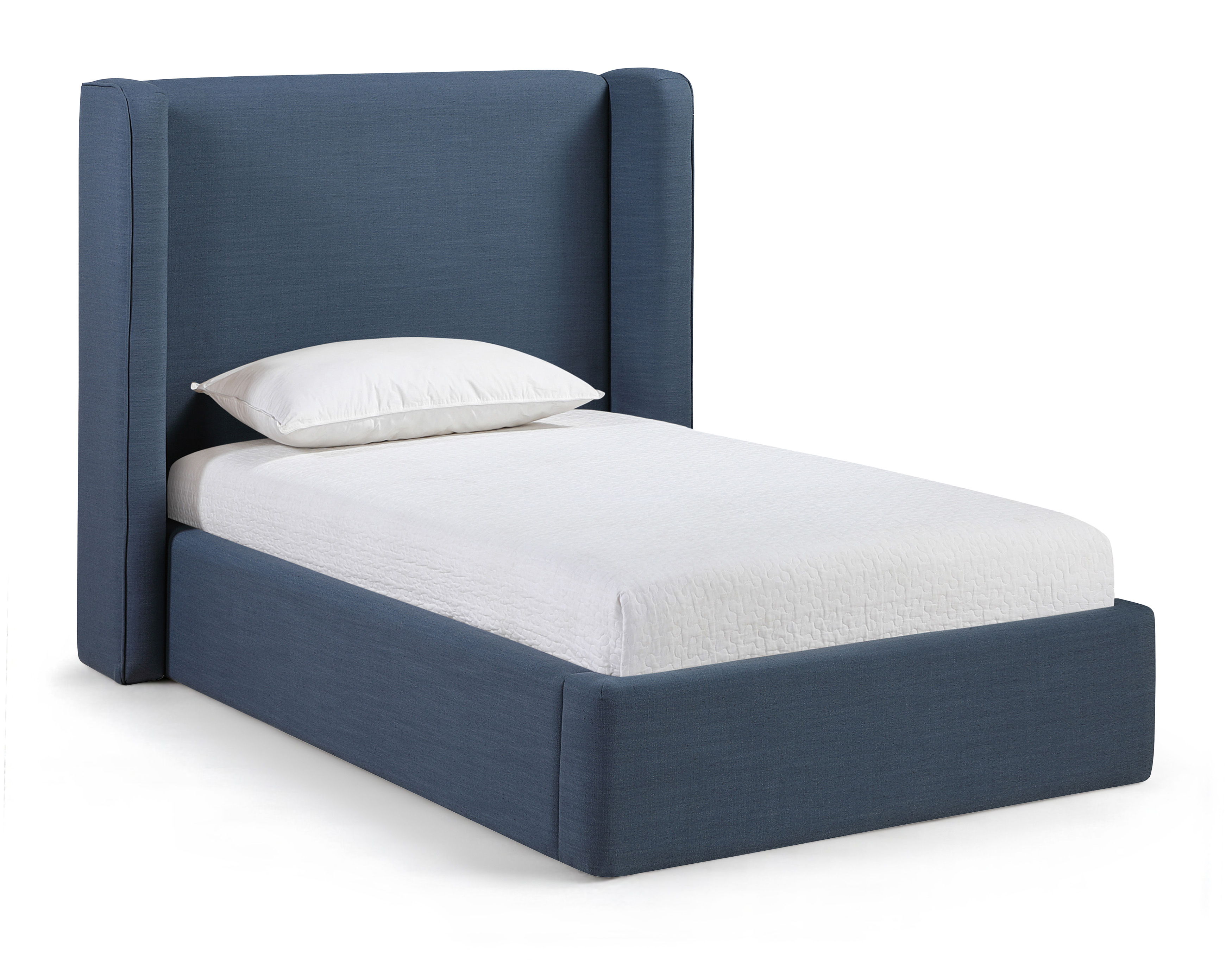 Kendall - Linen Textured Fabric Upholstered Twin Bed - Navy