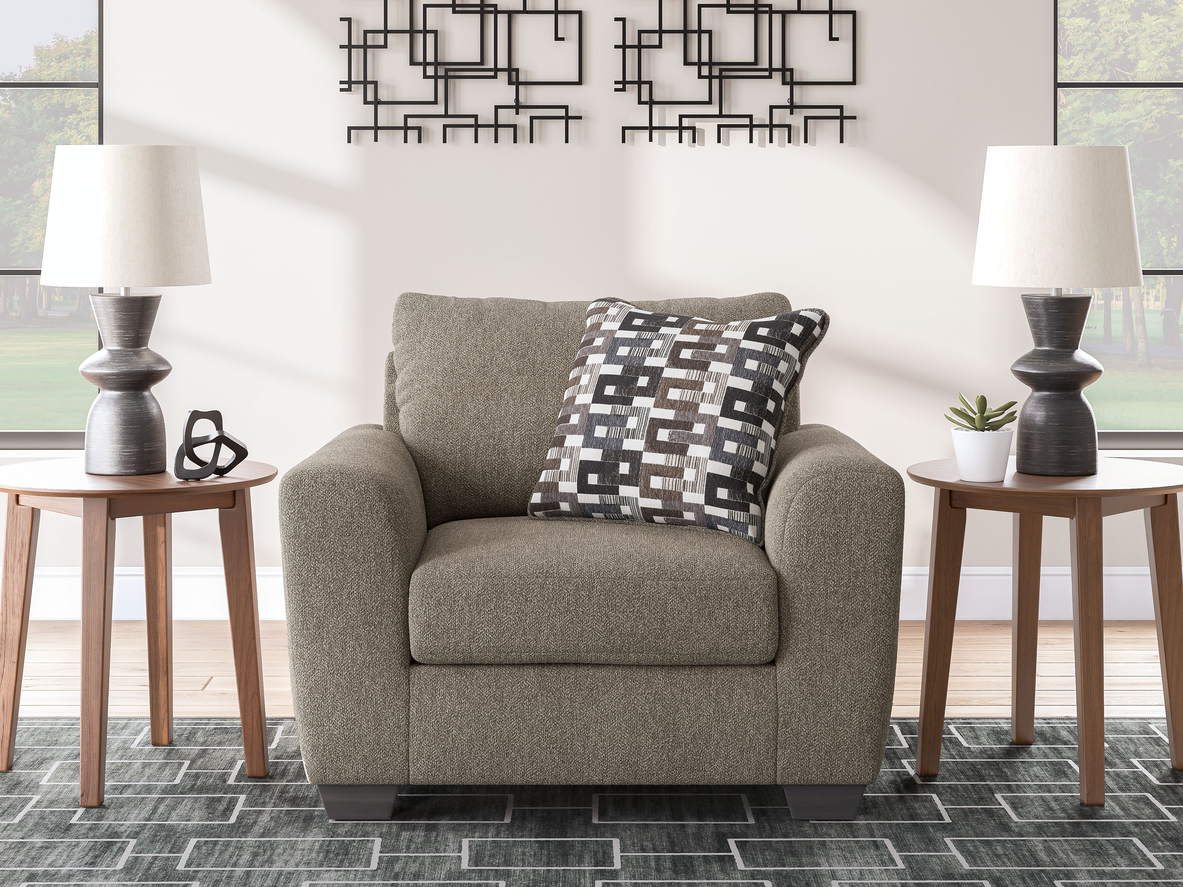 Triston-Peaks - 2 Pc. - Chair And A Half, Ottoman - Suede